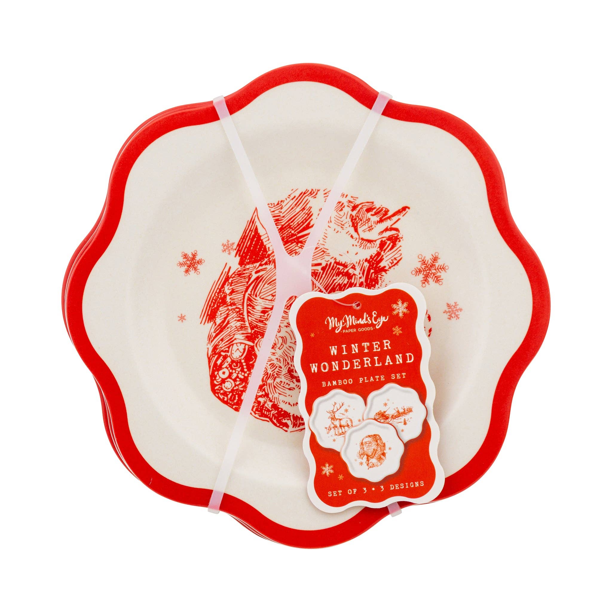 Red Vintage Christmas Bamboo Plates (Set of 3) - bubblegum market