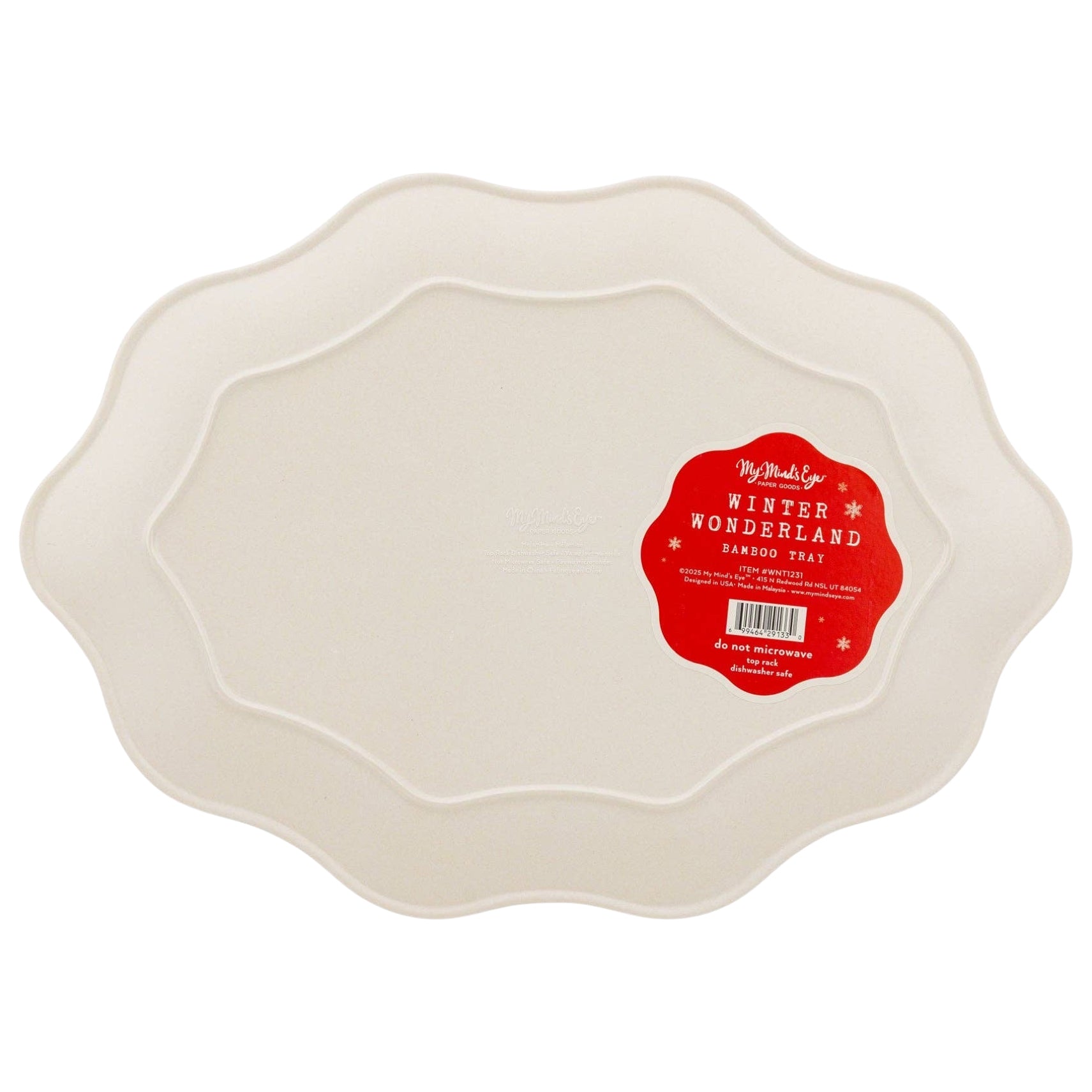 Red Vintage Merry & Bright Bamboo Tray 17" - bubblegum market
