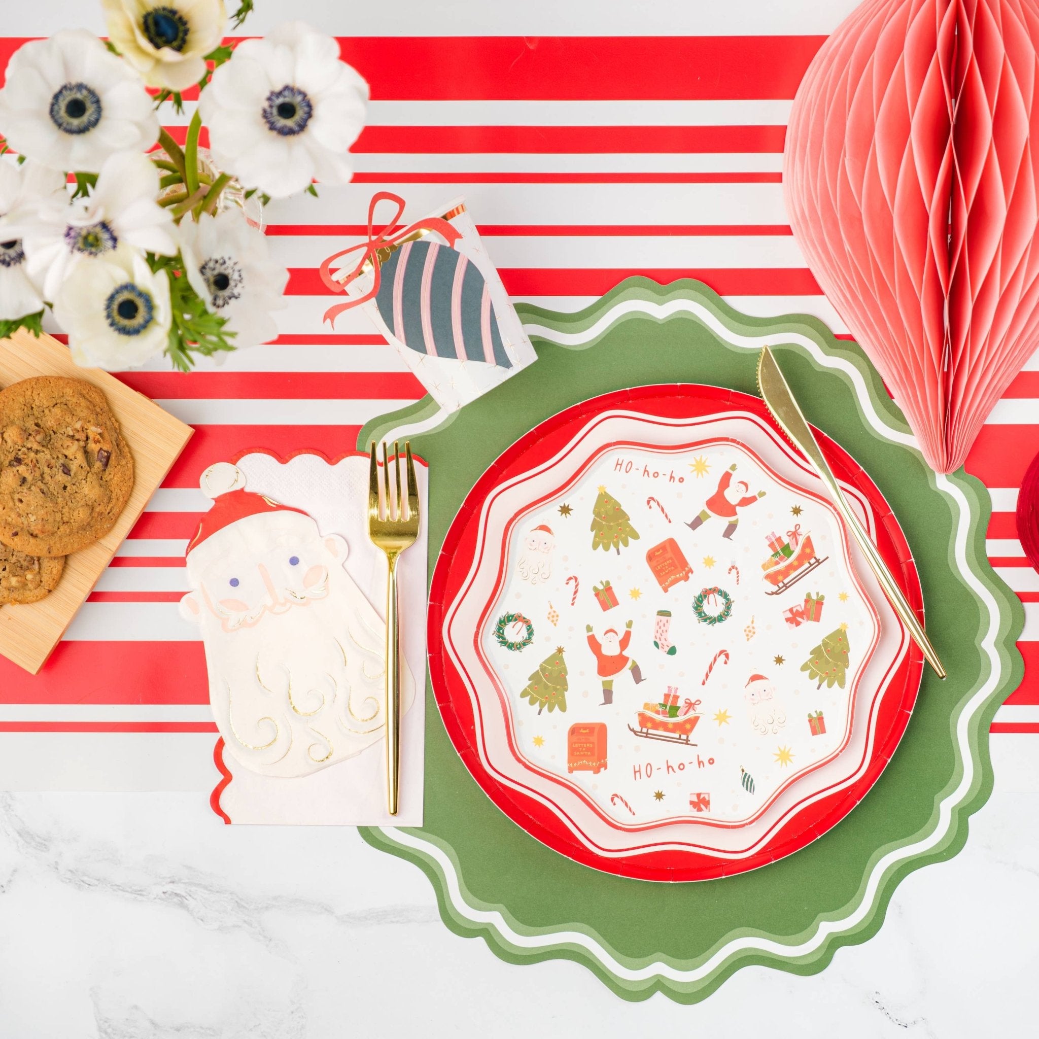 Red Wave Color Block Paper Dinner Plates 10.5" - bubblegum market