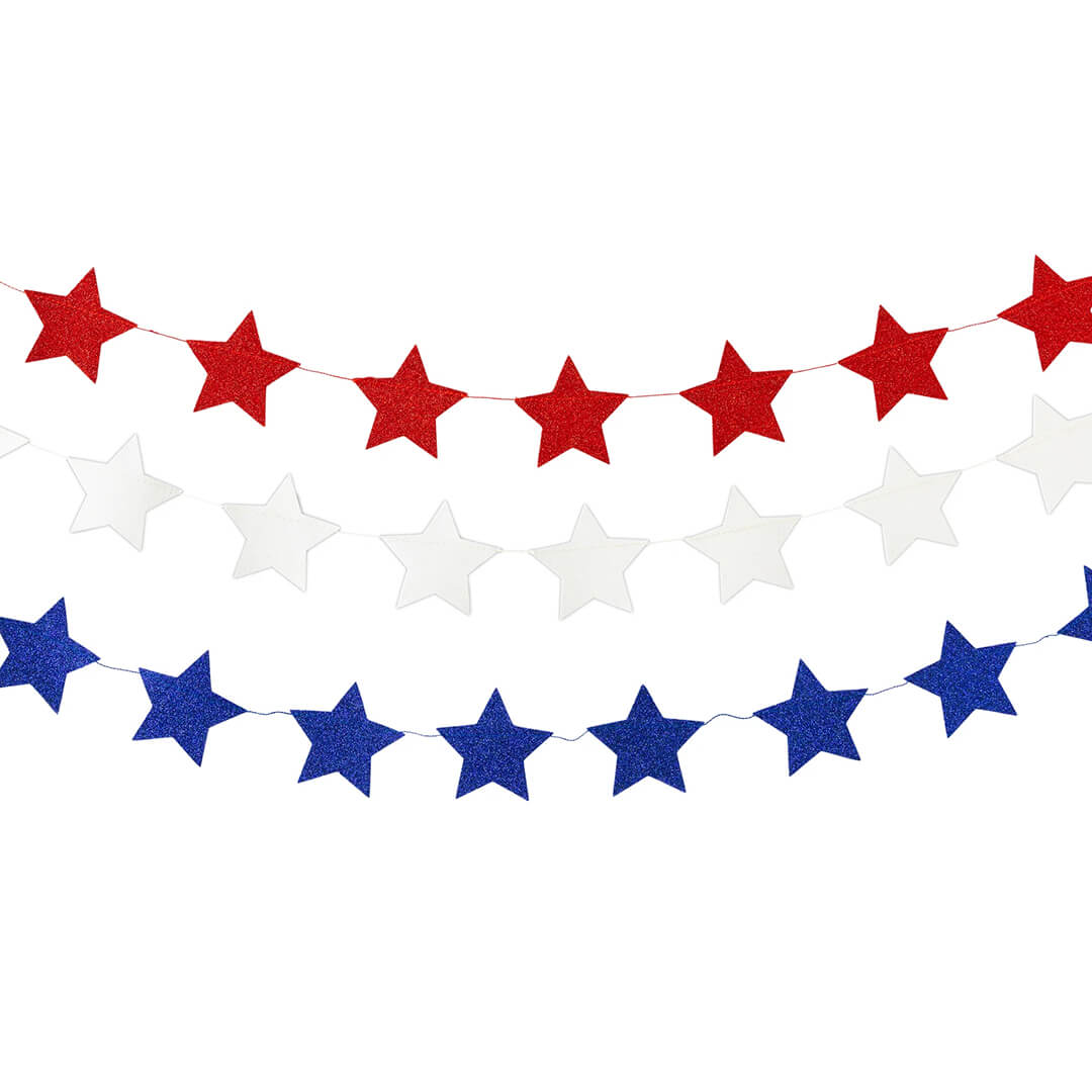 Red, White & Blue Glitter Stars Mini Banners - bubblegum market