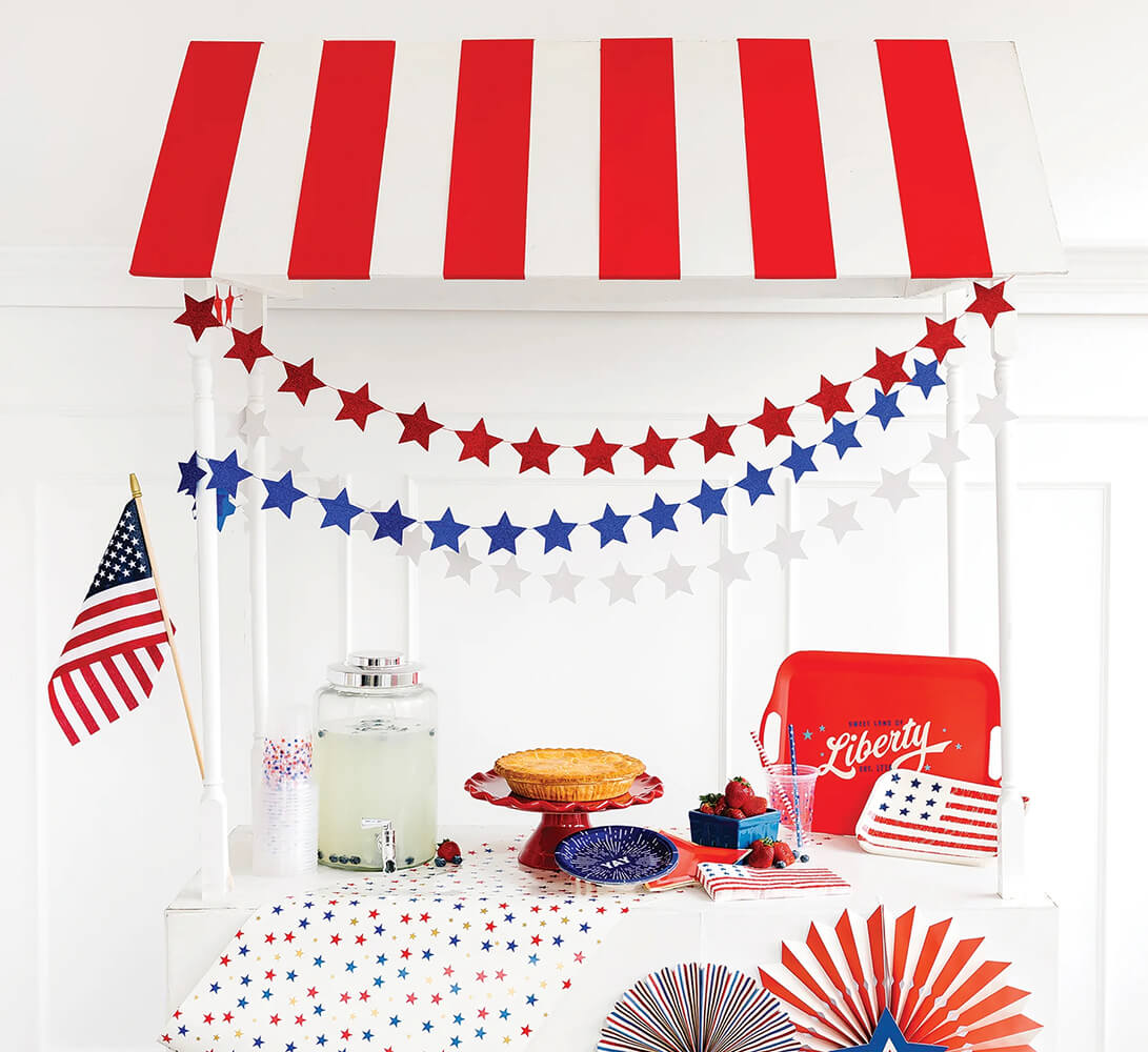 Red, White & Blue Glitter Stars Mini Banners - bubblegum market