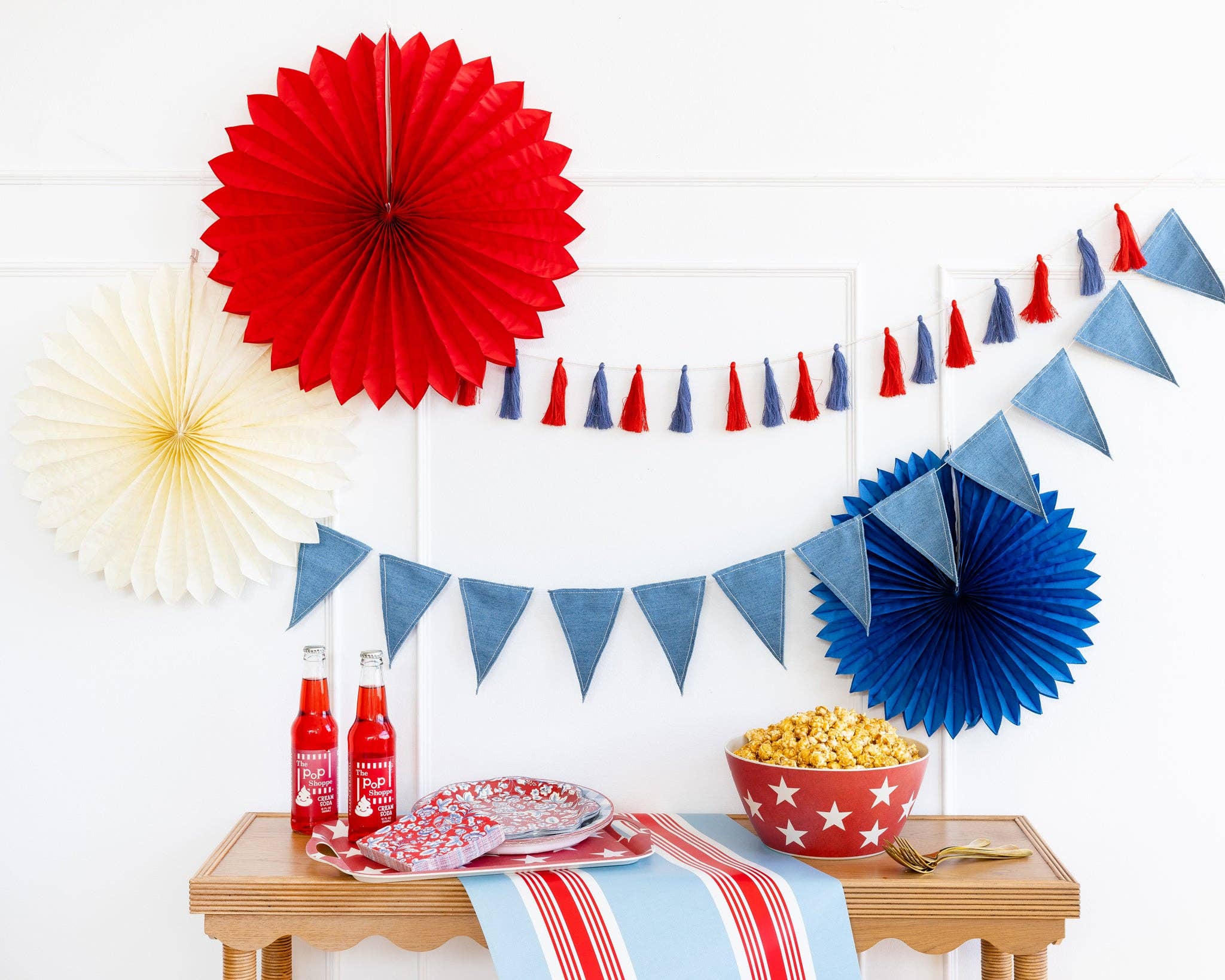 Red White & Blue Tissue Party Fans - bubblegum market