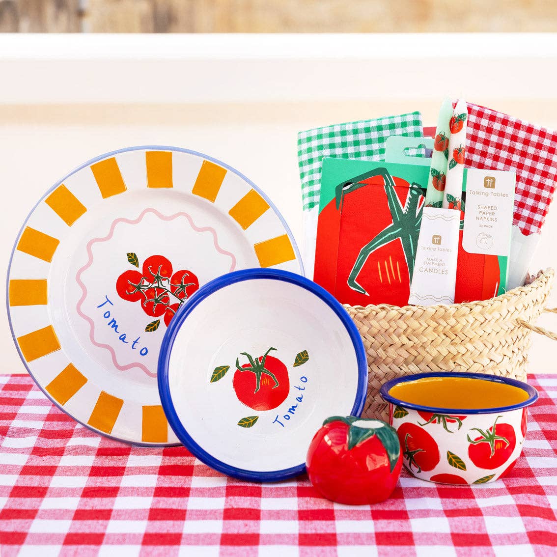 Red & White Fabric Gingham Tablecloth - bubblegum market