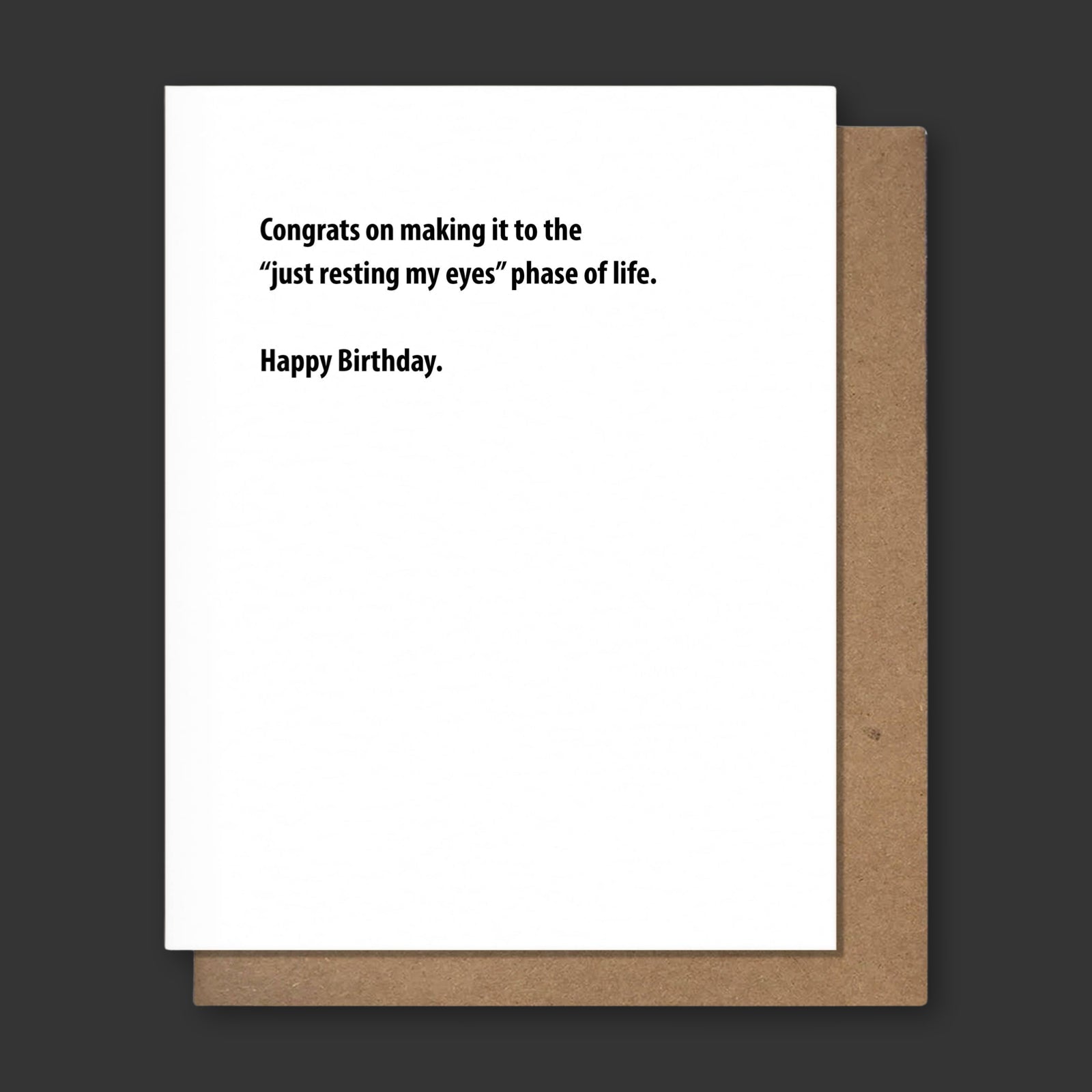 RESTING MY EYES Letterpress Birthday Card - bubblegum market