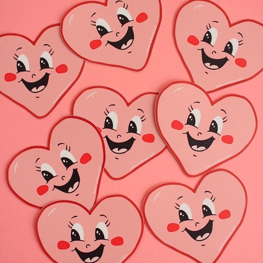 Retro Happy Heart Vinyl Sticker  - bubblegum market