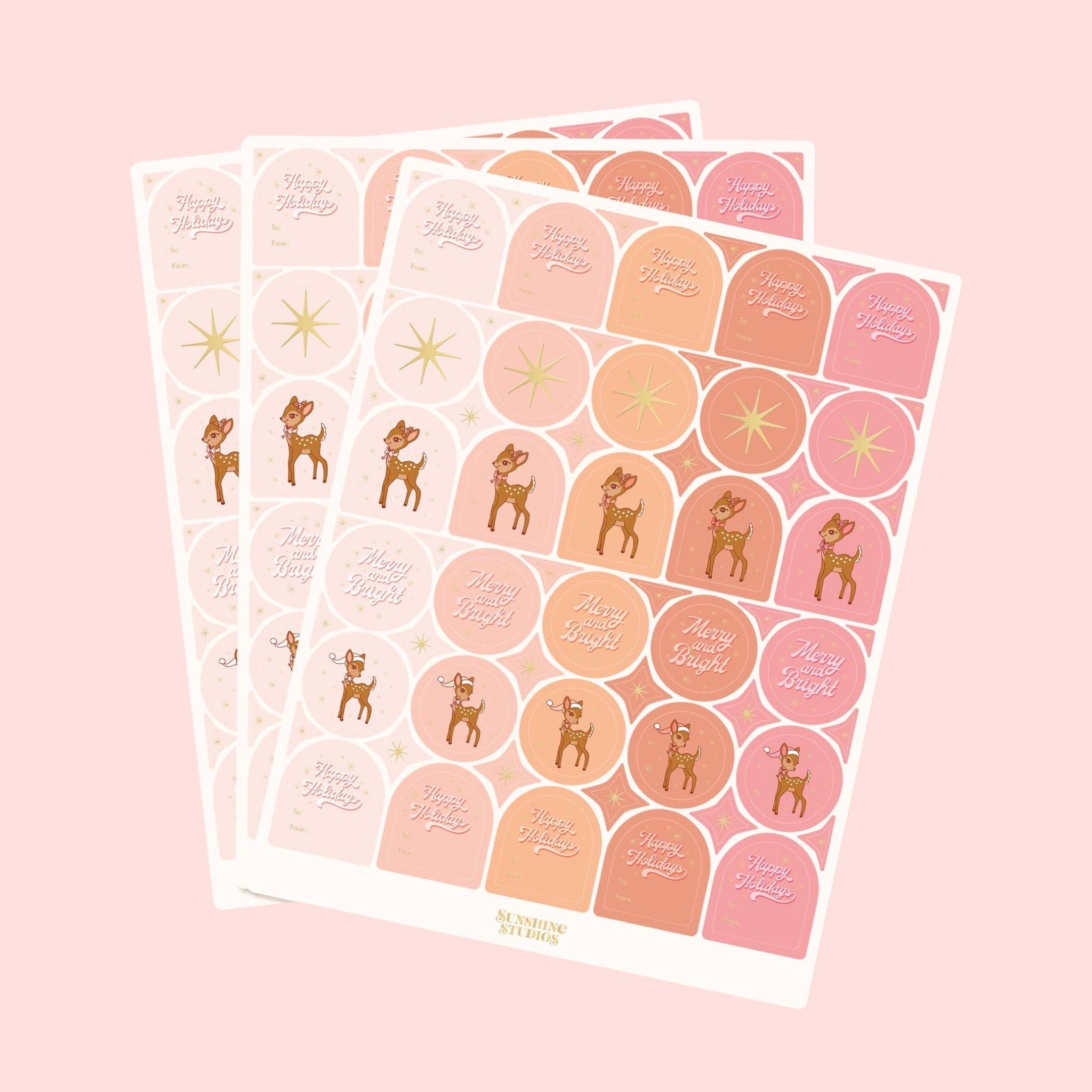 Retro Holiday Gold Foil Gift Labels - bubblegum market