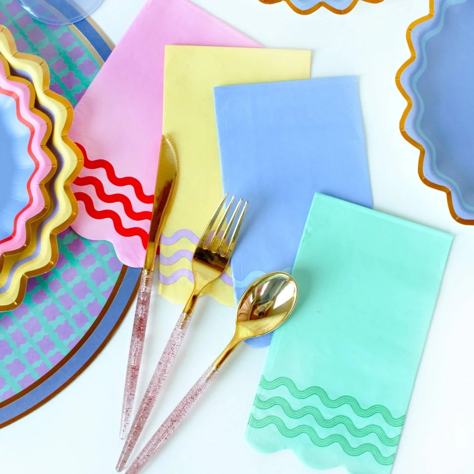 Ric Rac Rainbow Guest Napkins - bubblegum market
