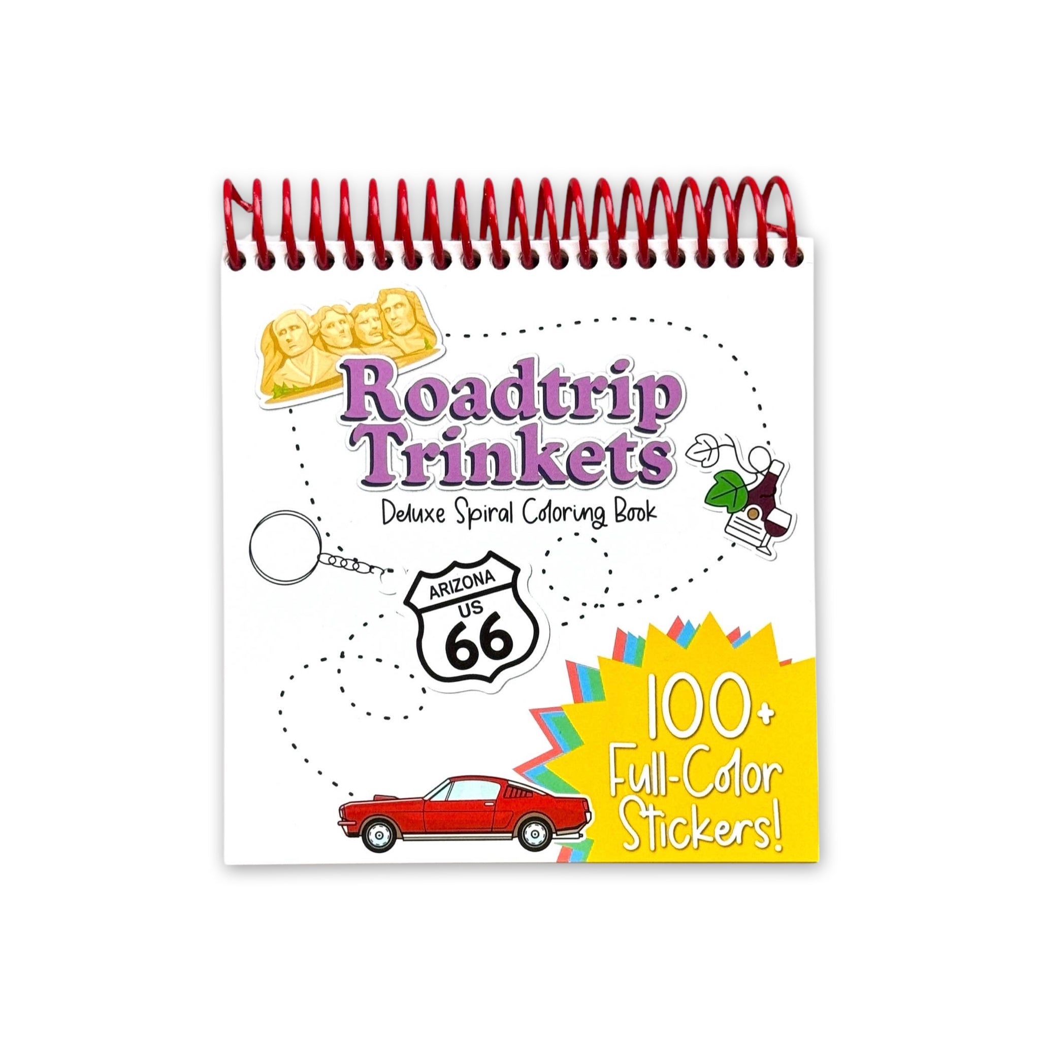 Roadtrip Trinkets Deluxe Spiral Coloring Book with Stickers - bubblegum market