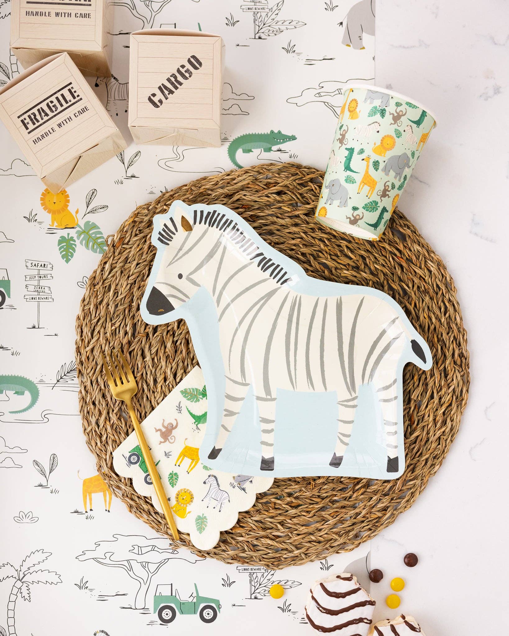 Safari Zebra - Shaped Paper Plates 11" - bubblegum market