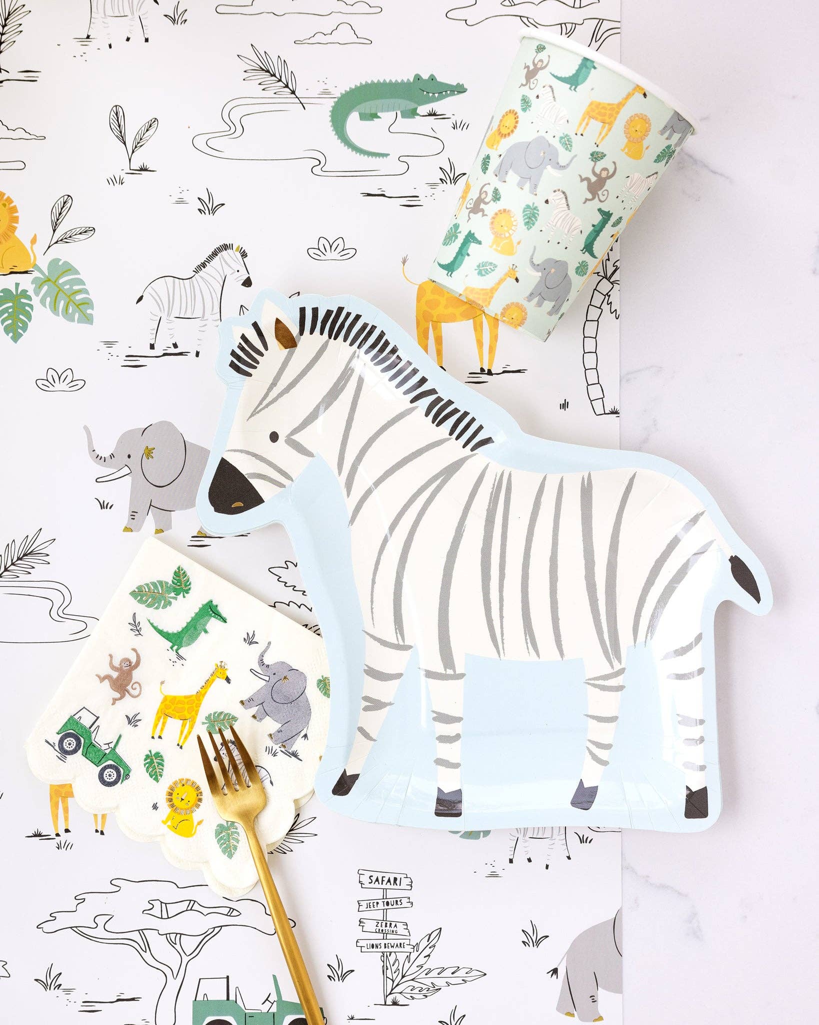 Safari Zebra - Shaped Paper Plates 11" - bubblegum market