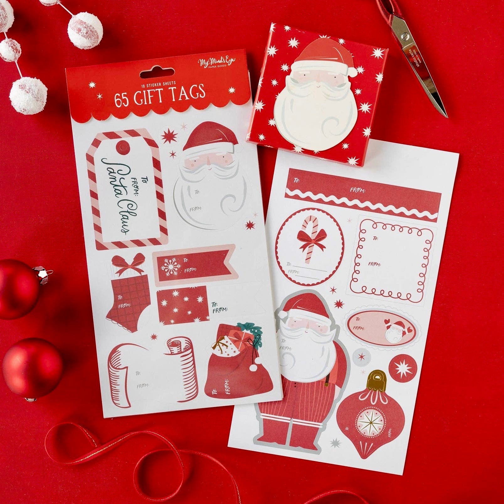 Santa Gift Tag Sticker Labels - bubblegum market