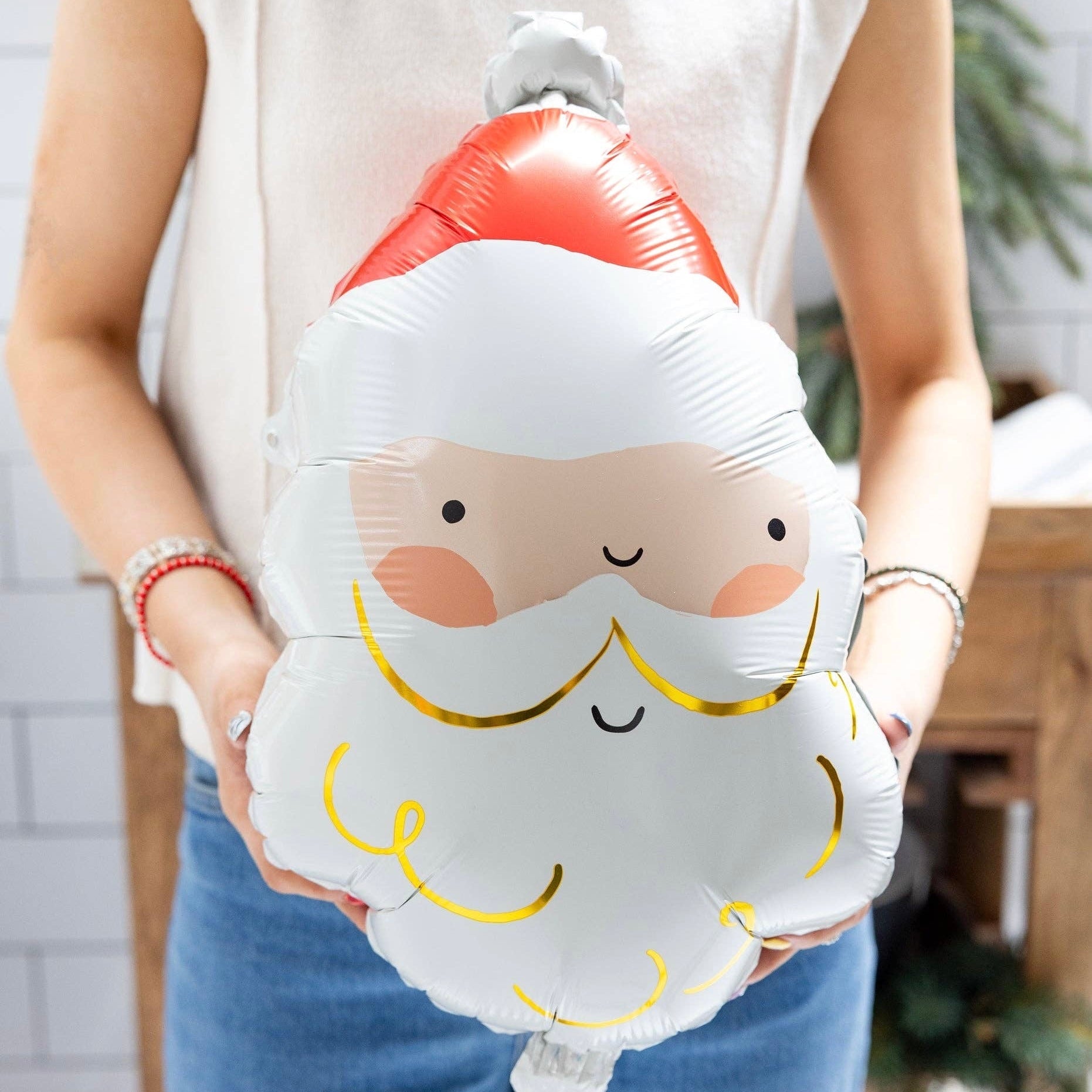 Santa Head Mylar Balloon - bubblegum market