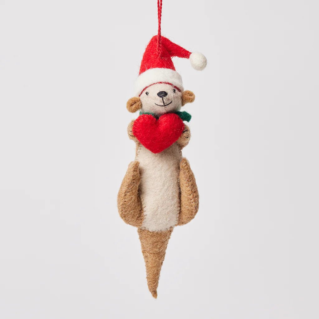 Santa Otter Love Felt Ornament 6" - bubblegum market