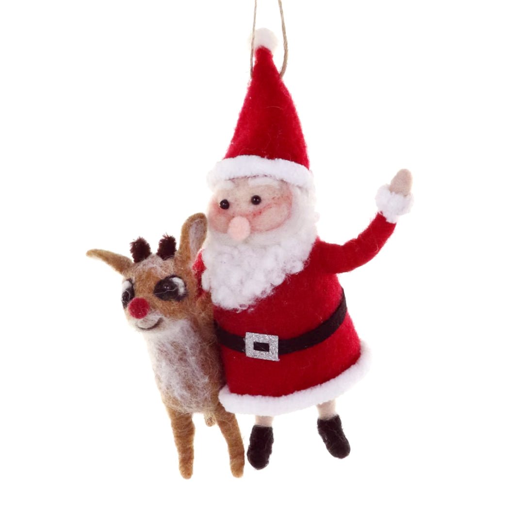 Santa & Rudolph Felt Ornament 7" - bubblegum market