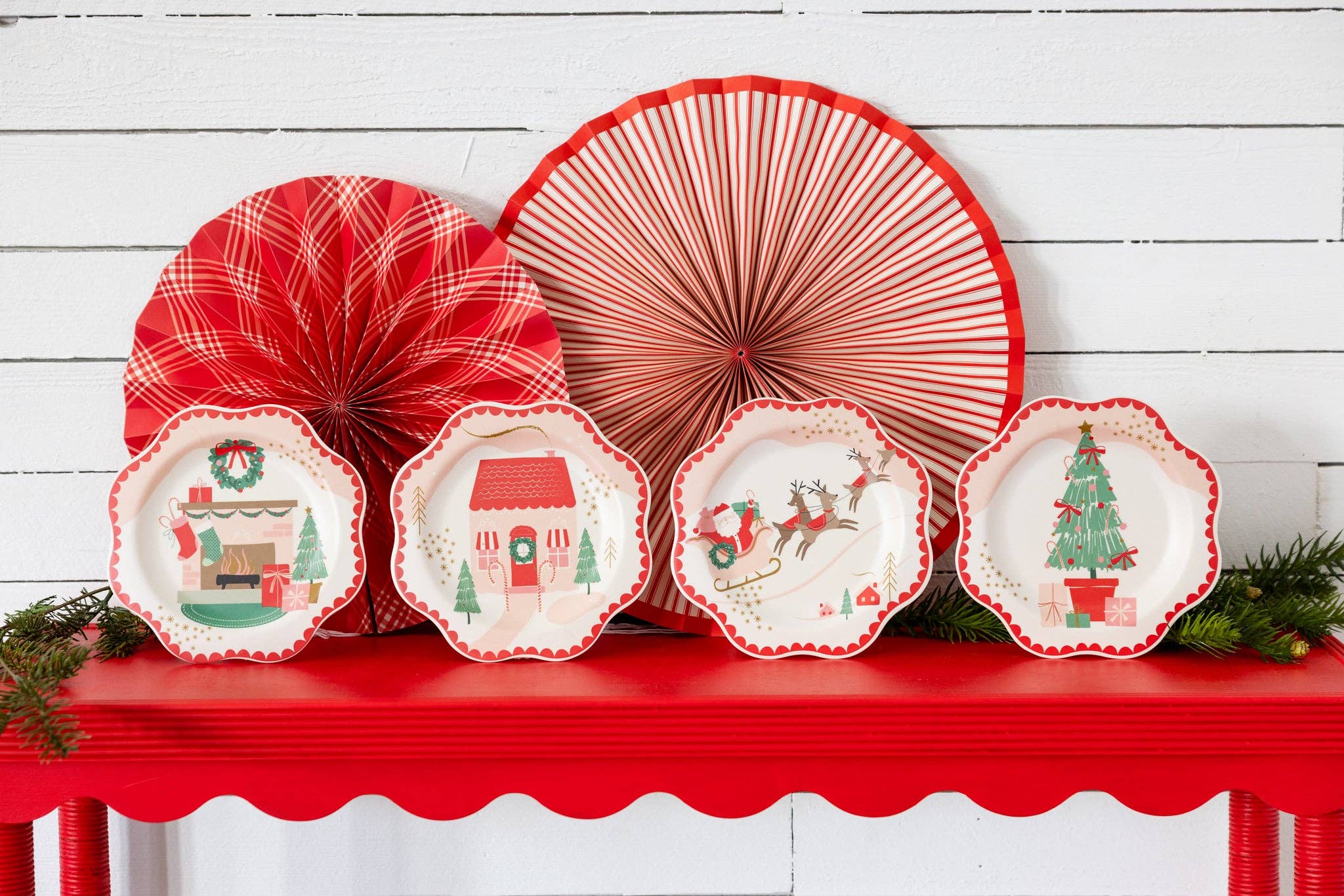 Santa Scenes Bamboo Melamine Plate Set (Set of 4) - bubblegum market