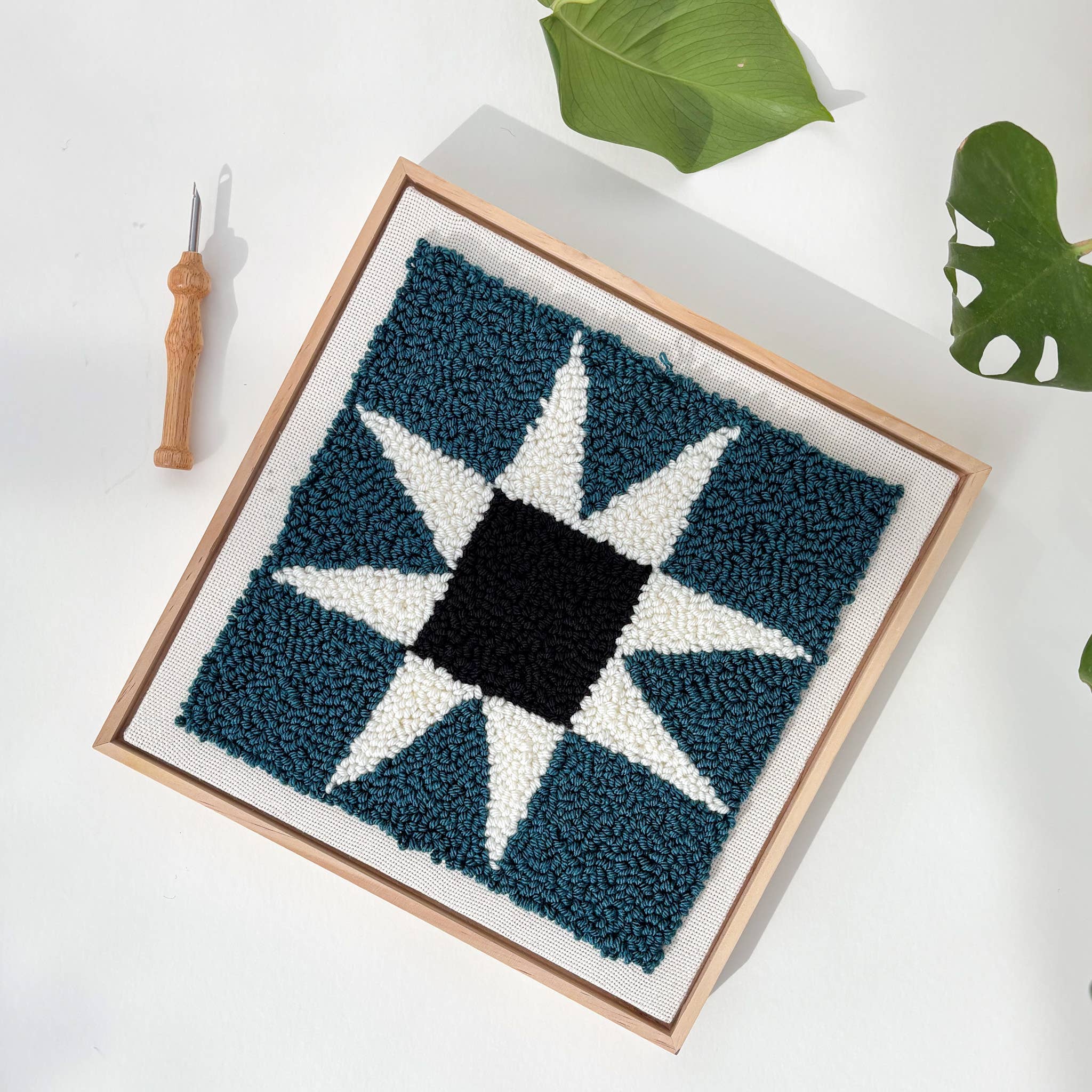 Sawtooth Quilt Star Punch Needle Frame Kit - bubblegum market