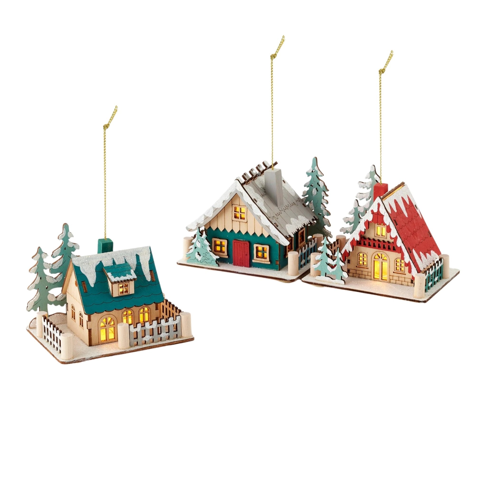 Scandinavian Lighted Lodge Ornament 6" - bubblegum market