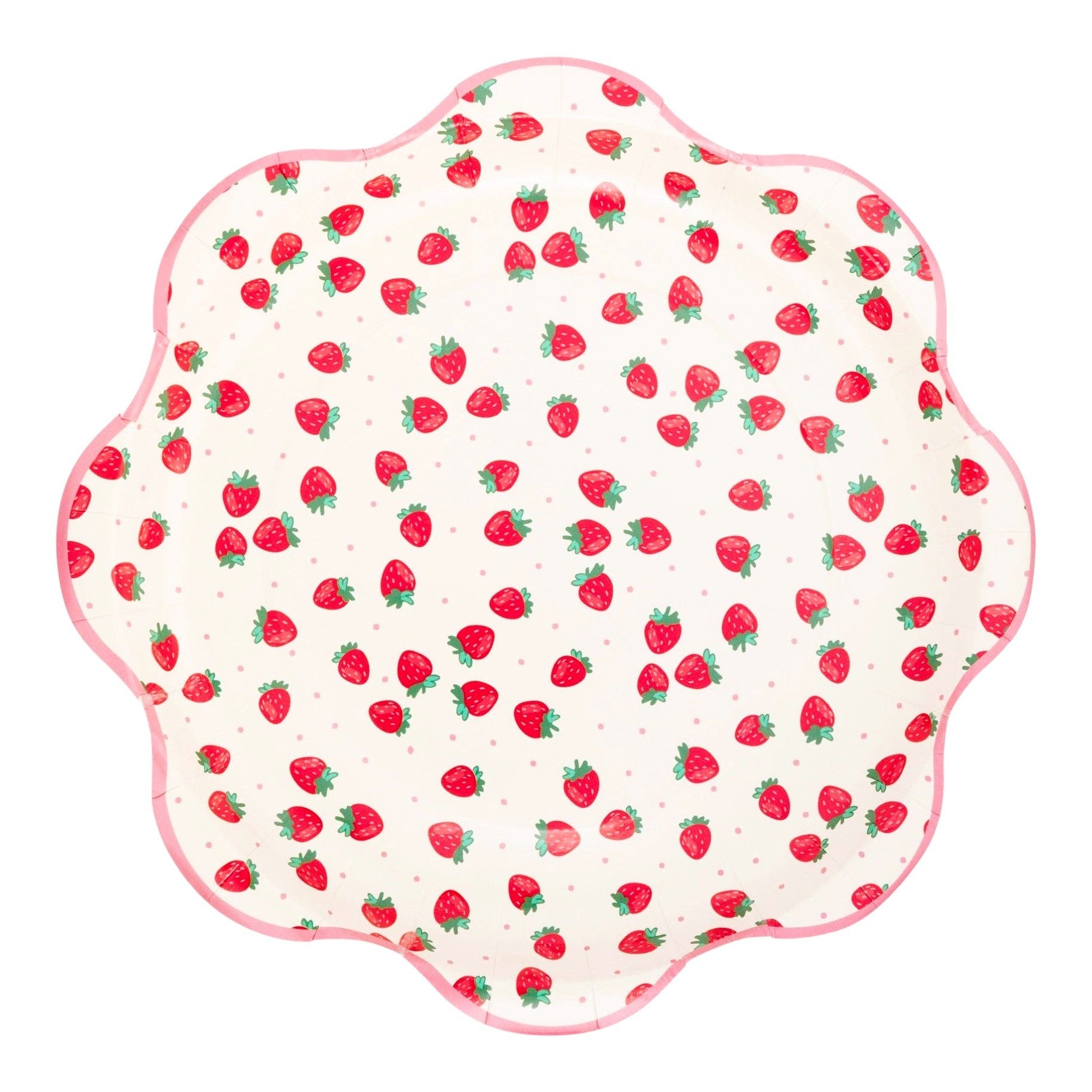 Scattered Strawberries Paper Plates 10" - bubblegum market