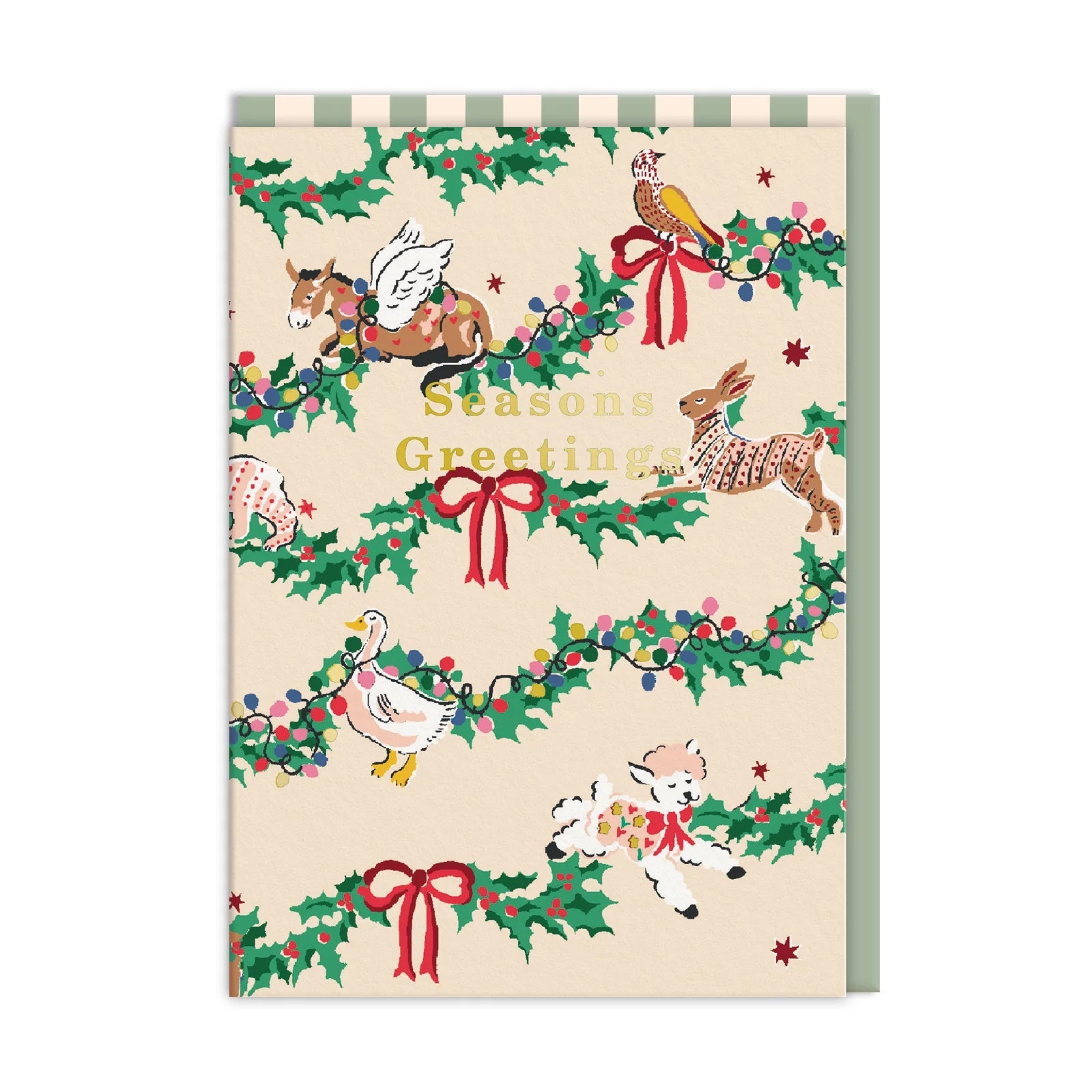 Seasons Greetings Festive Animals Holiday Card - bubblegum market