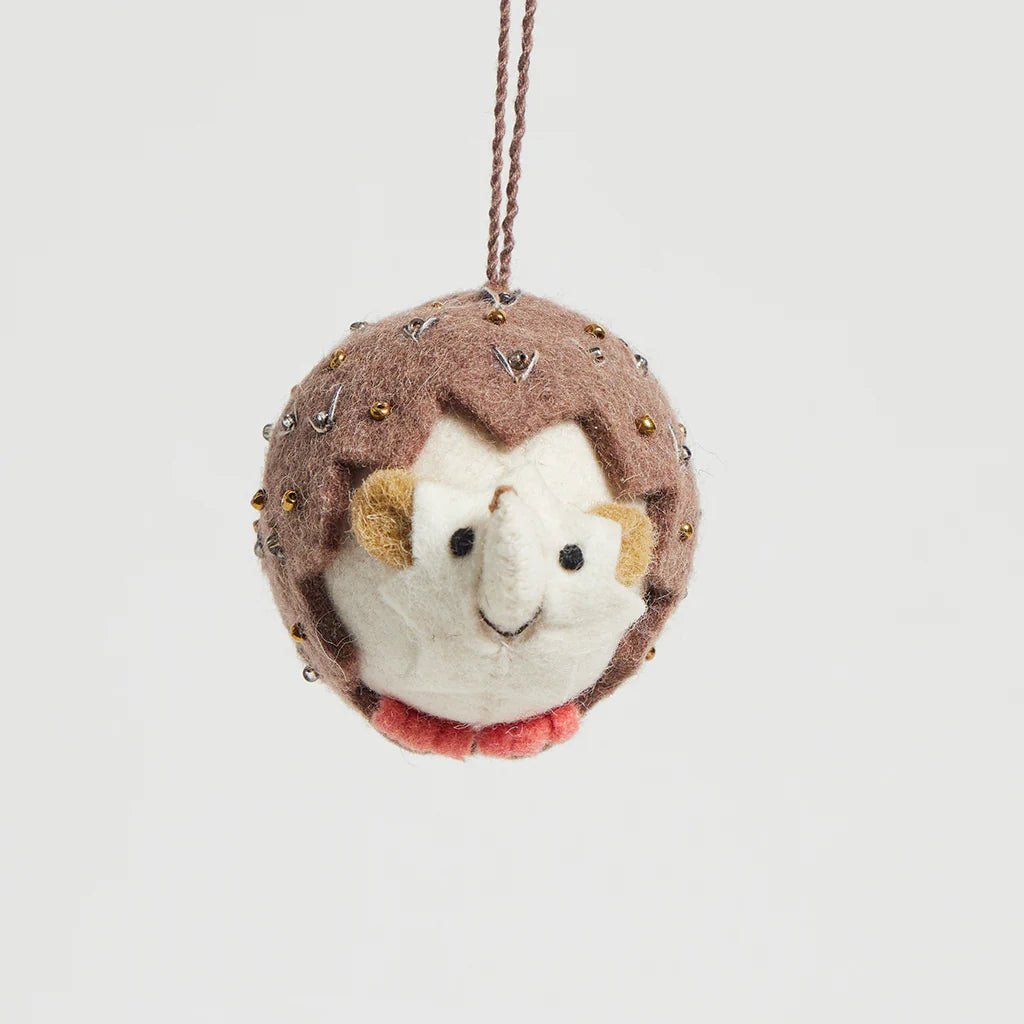 Shimmer Beaded Hedgehog Felt Ornament 3" - bubblegum market