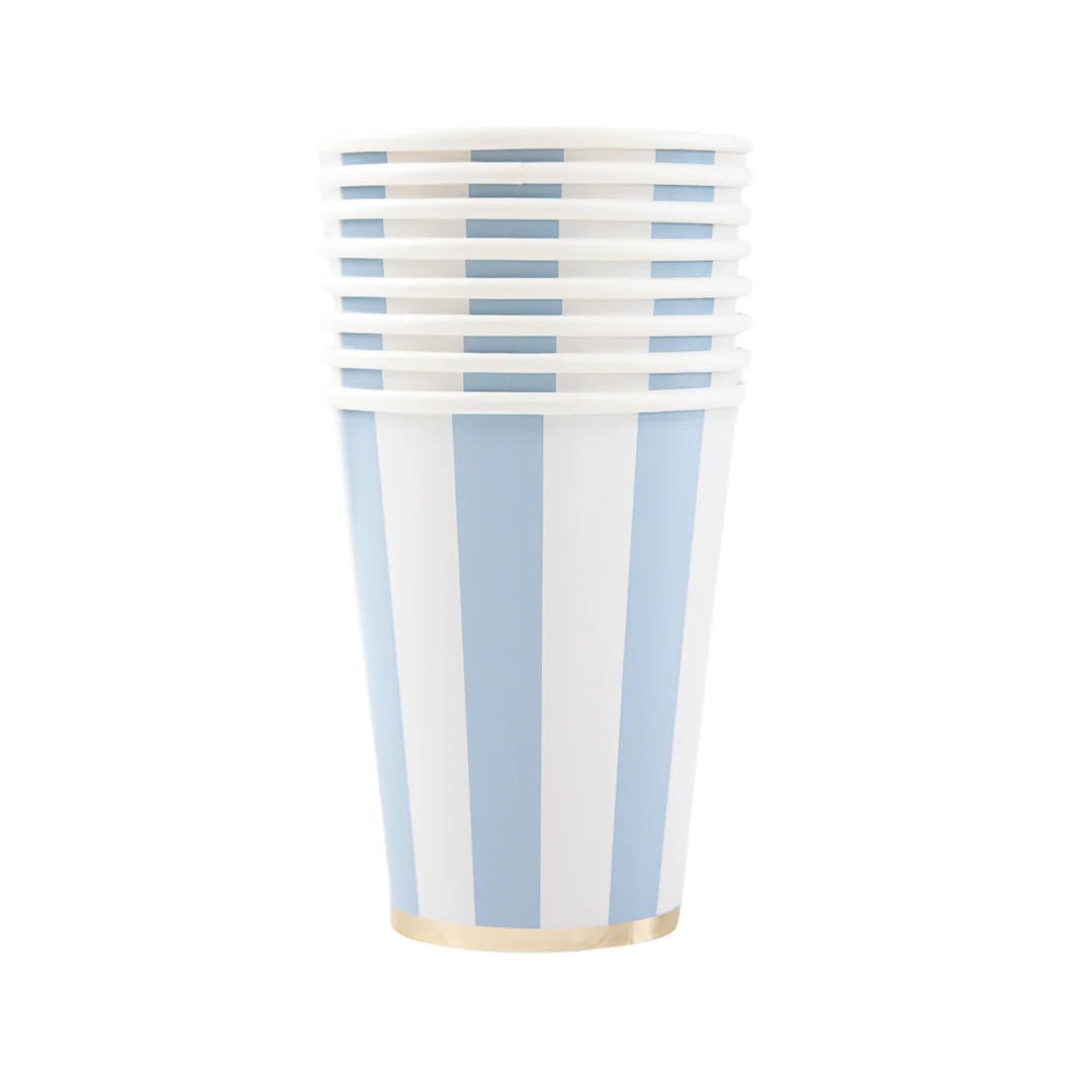 Sky Blue Cabana Stripe Paper Party Cups - bubblegum market