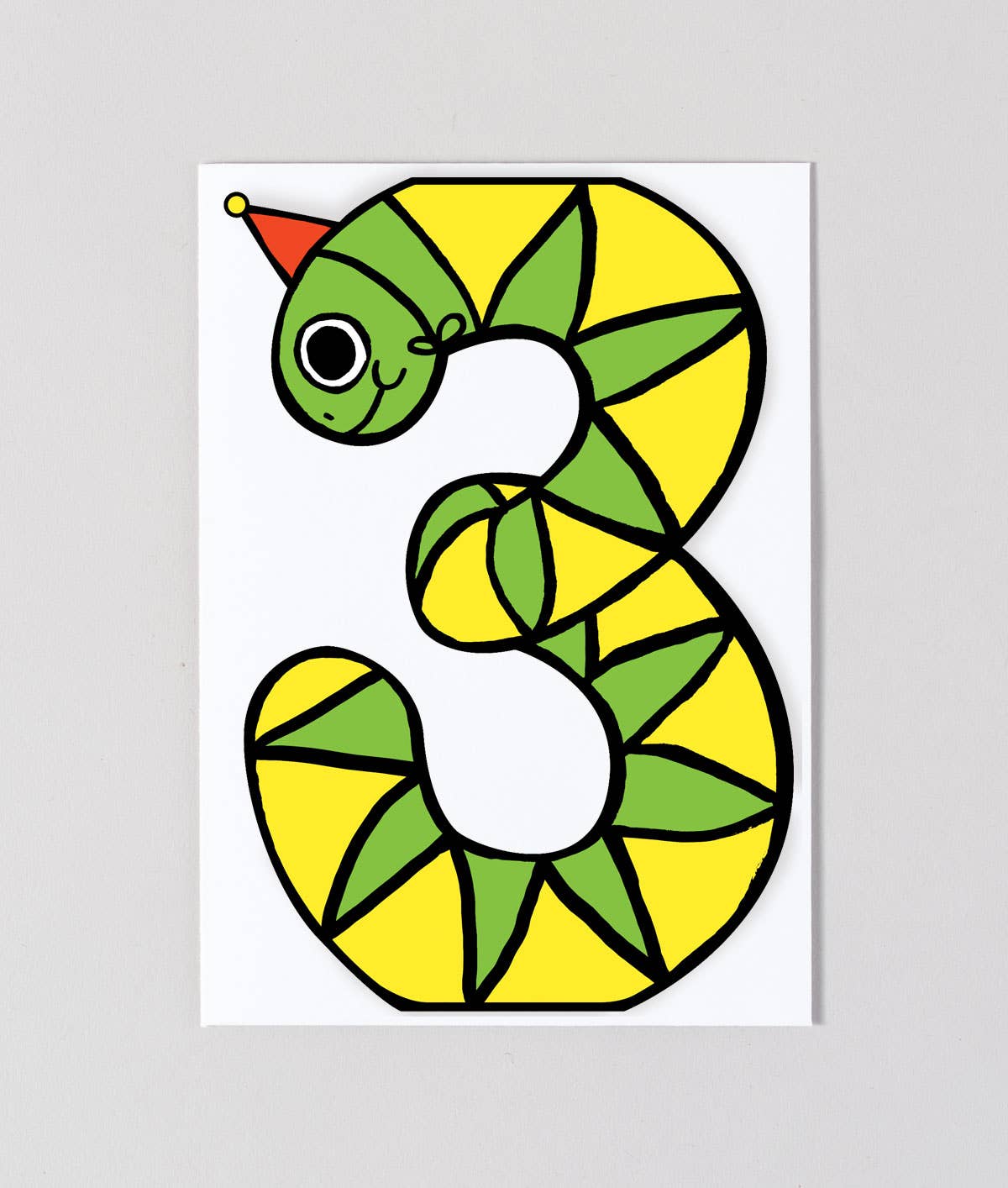 Snake Kid's 3rd Birthday Birthday Number Card - bubblegum market