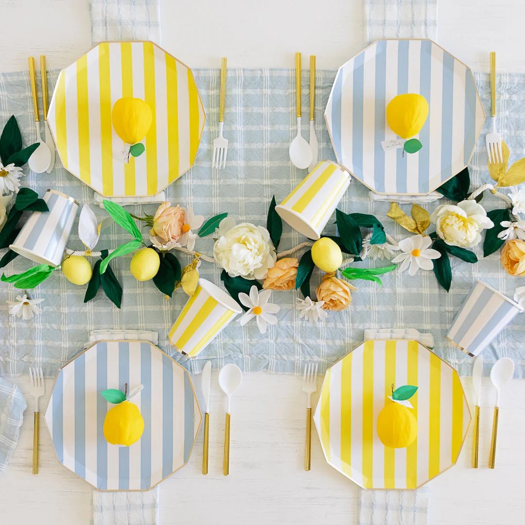 Soleil Yellow Cabana Stripe Dinner Plates 10.75" - bubblegum market