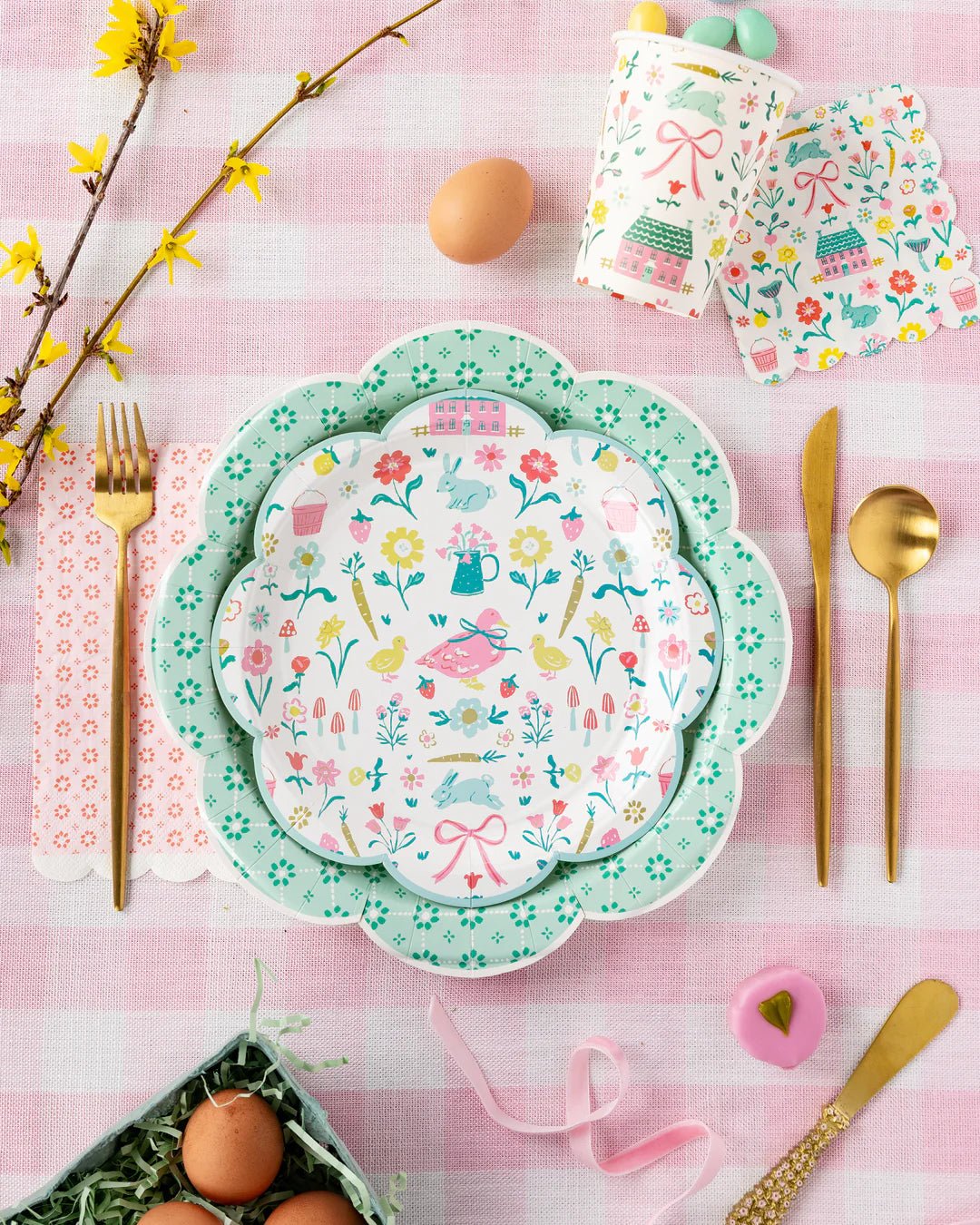 Springtime Cottage Green Wicker Plates 11" - bubblegum market