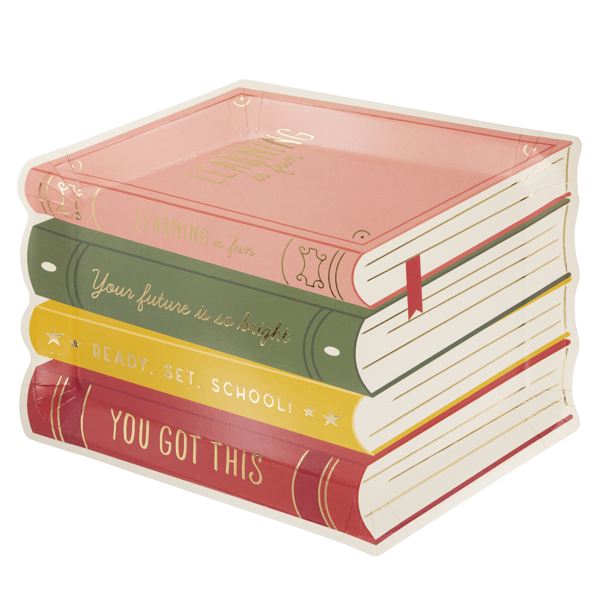 Stack of Books Paper Plates 11" - bubblegum market
