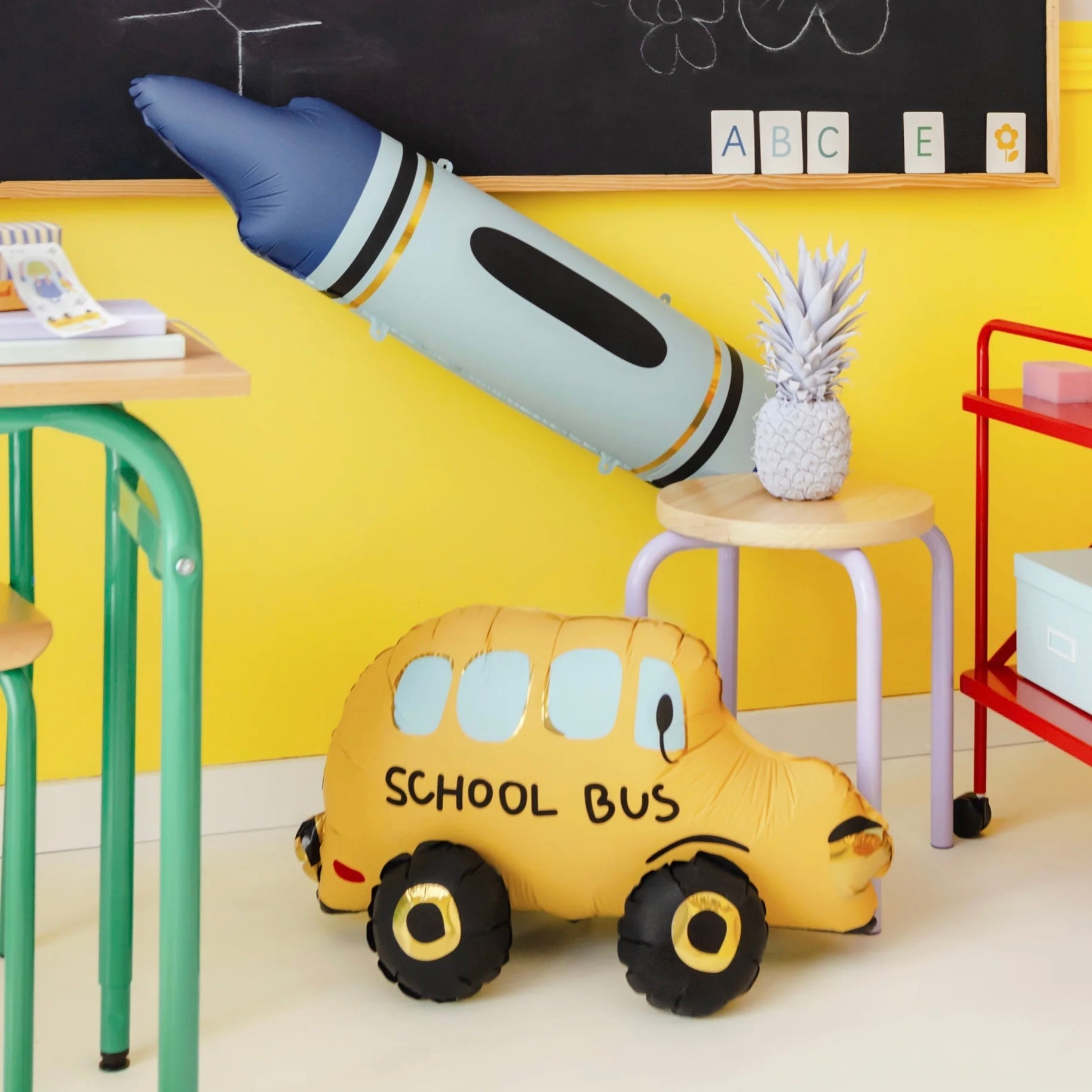 Standing School Bus Foil Balloon 26" - bubblegum market