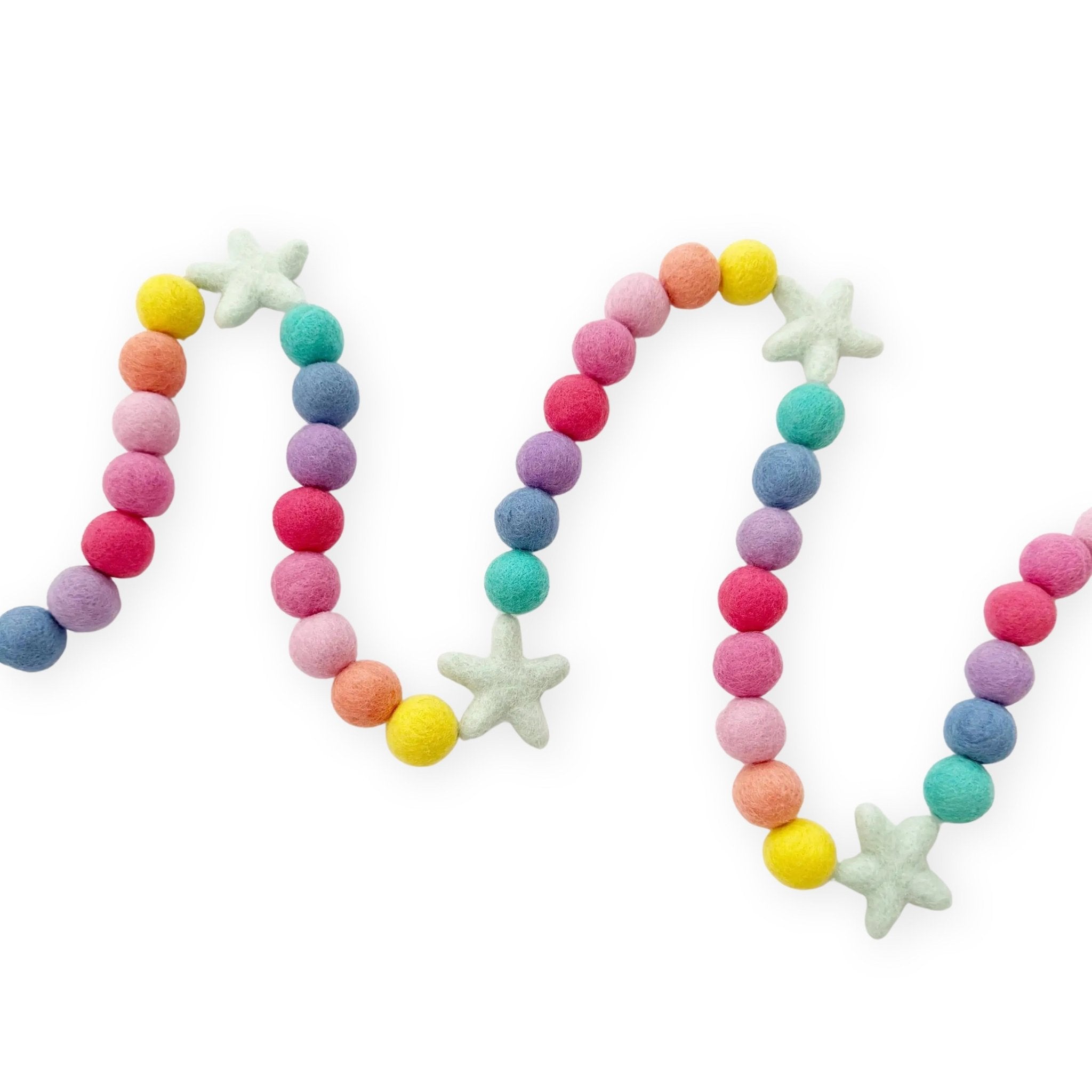 Star & Rainbow Felt Ball Garland - bubblegum market