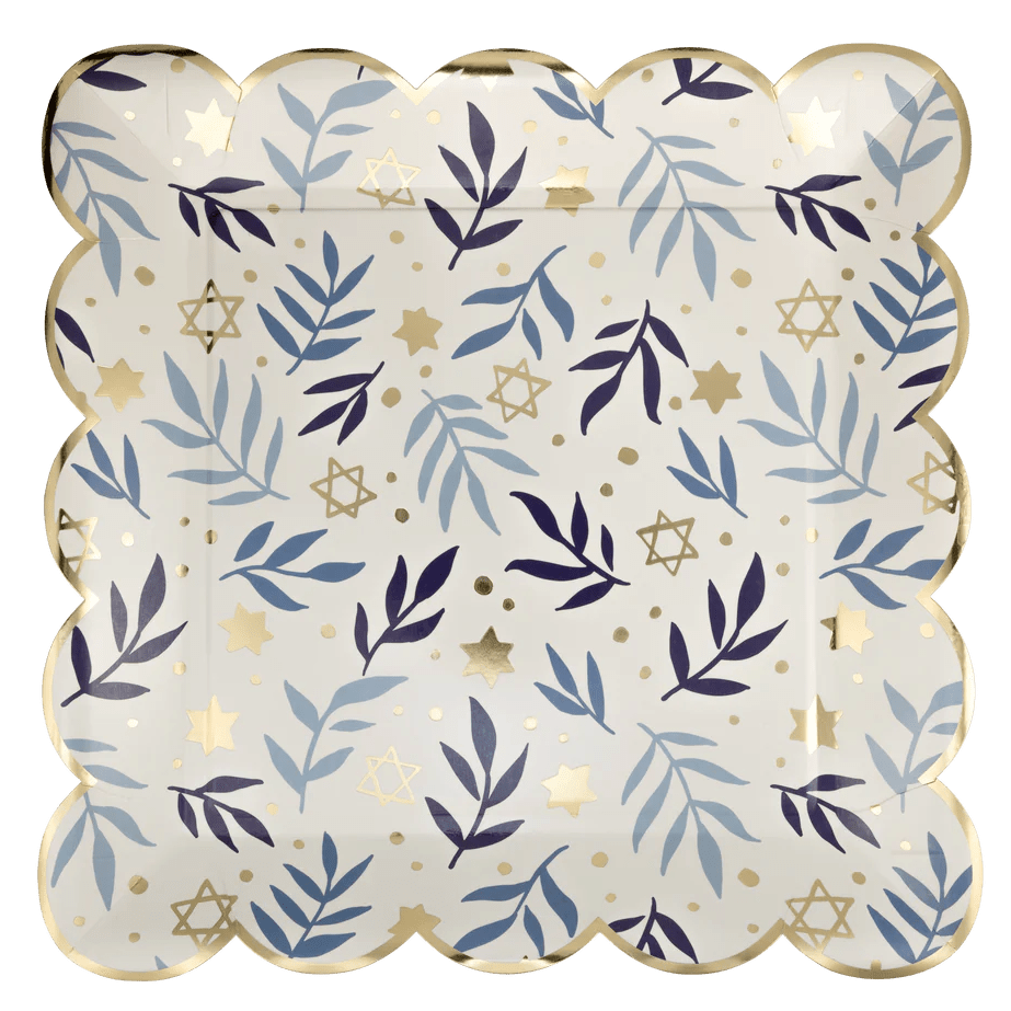 Stars & Branches Scalloped Hanukkah Plates 10" - bubblegum market