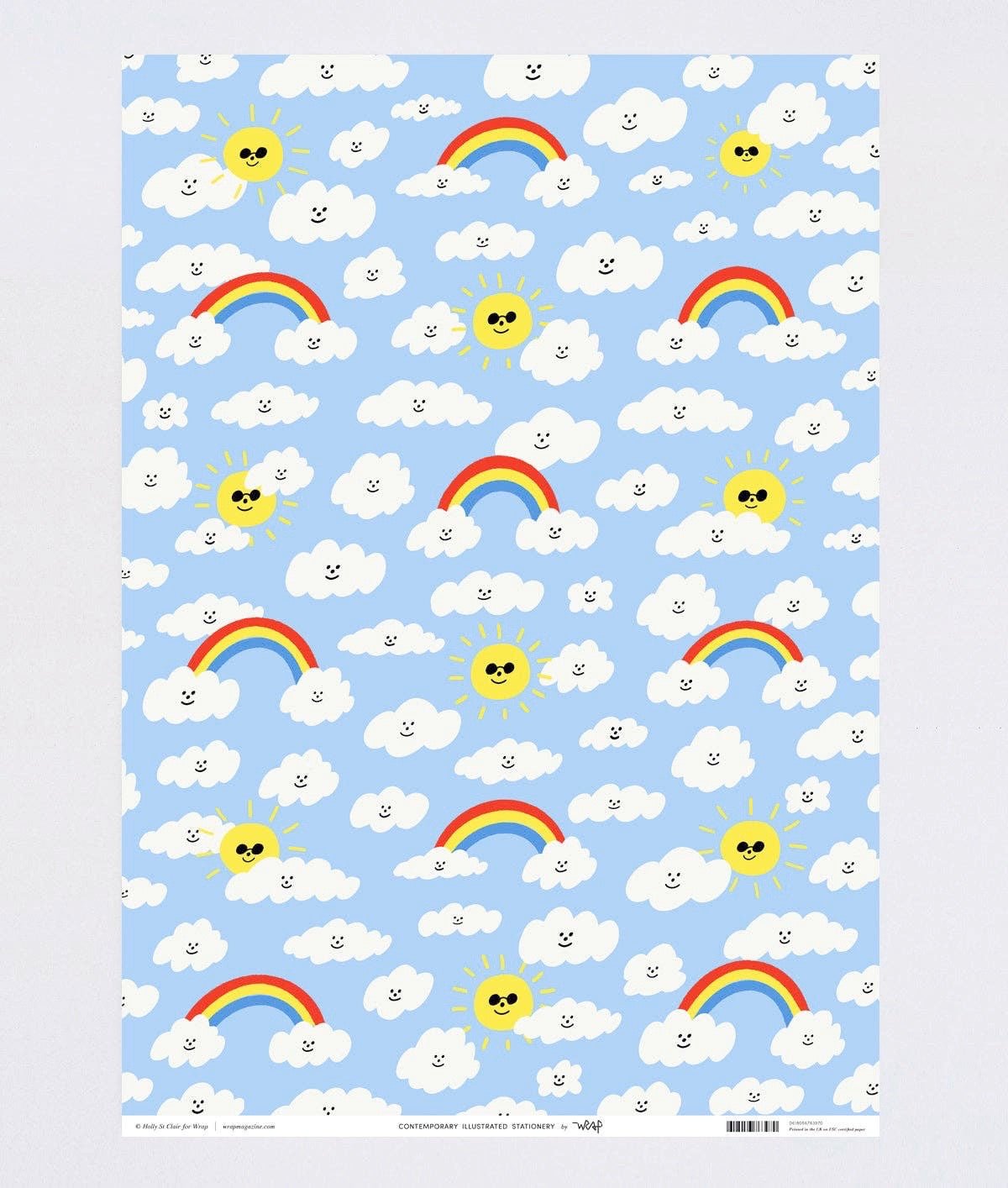 Suns and Clouds Gift Wrap - bubblegum market