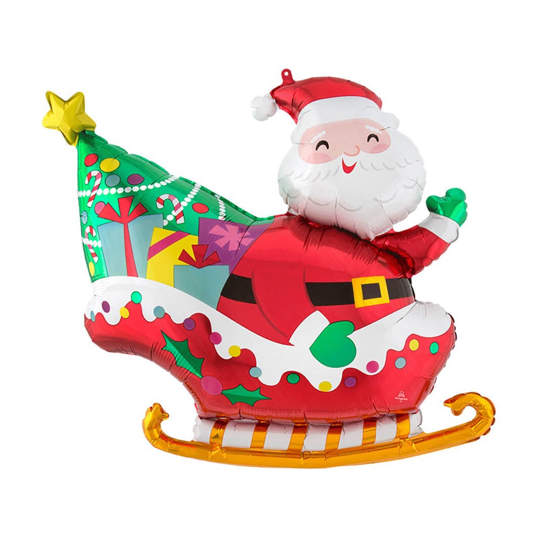 SuperShape Santa's Sleigh Foil Balloon 30" - bubblegum market
