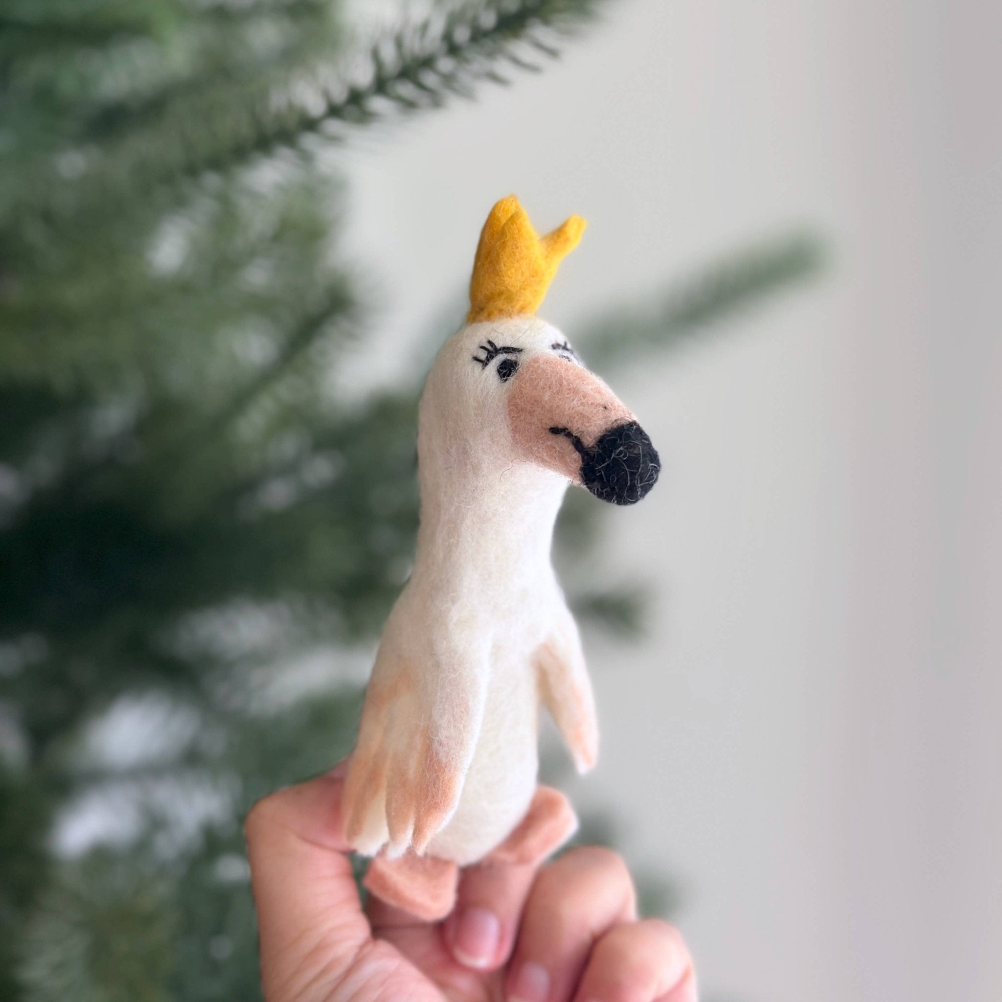 Swan Wool Felt Finger Puppet - bubblegum market