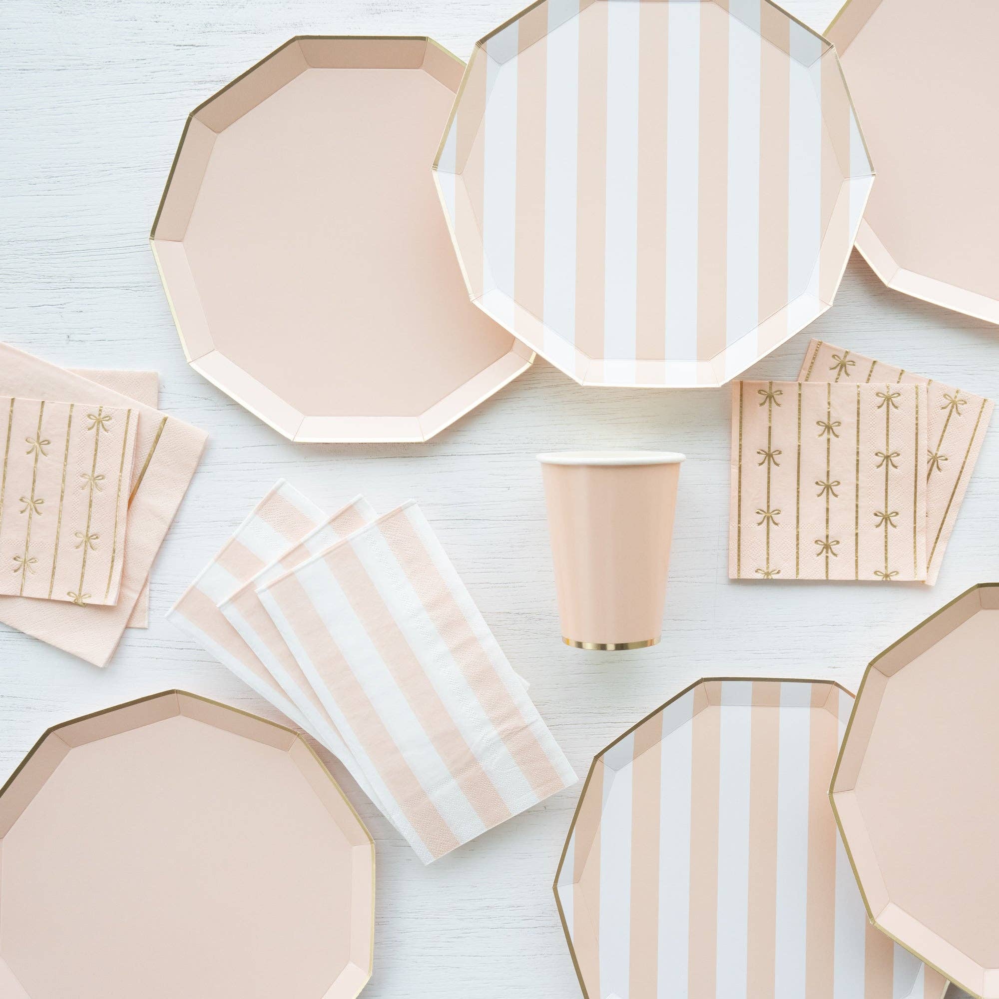 Sweet Peach Cabana Stripe Dinner Plates 10.75" - bubblegum market