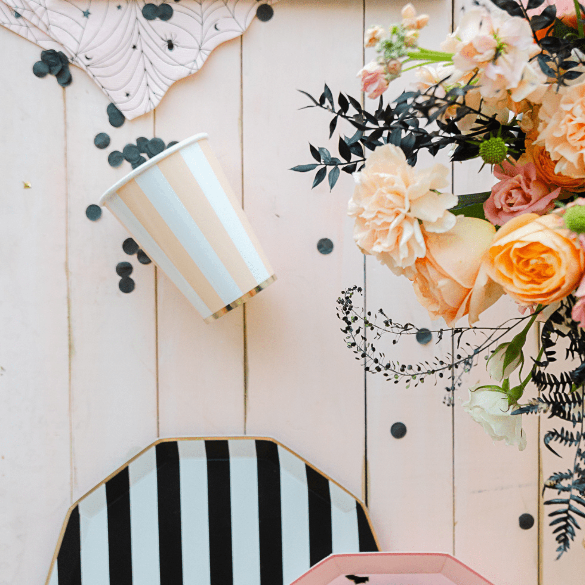 Sweet Peach Cabana Stripe Paper Party Cups - bubblegum market