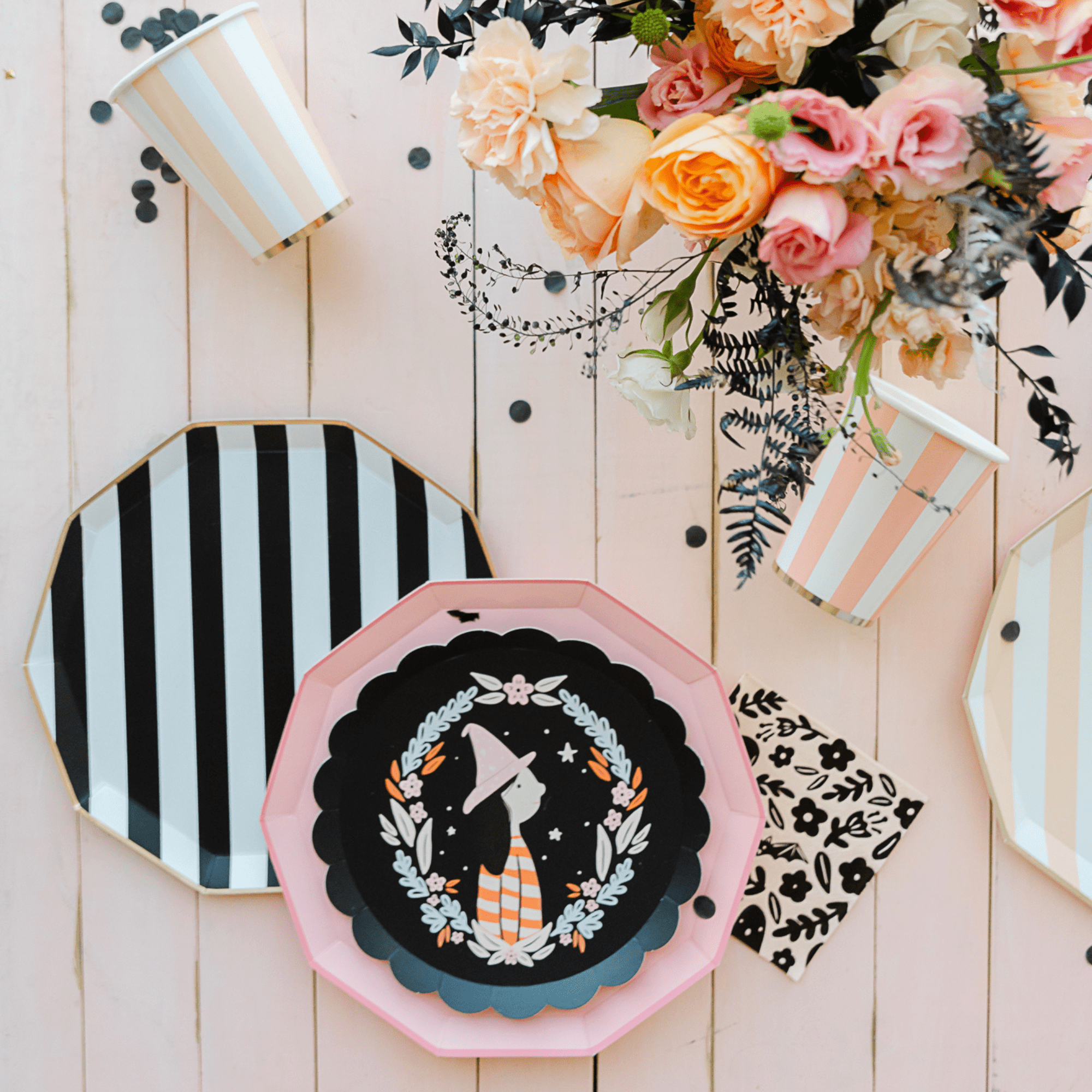 Sweet Peach Cabana Stripe Paper Party Cups - bubblegum market