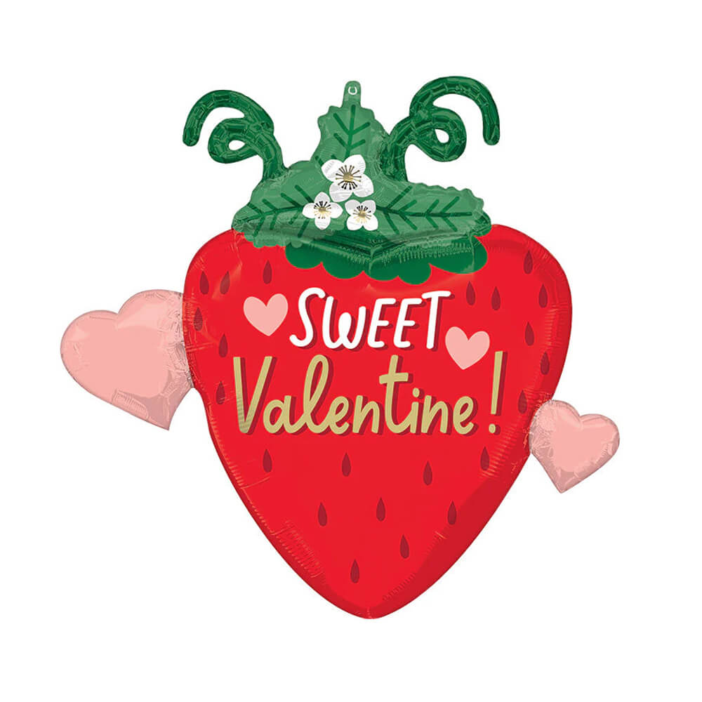 Sweet Valentine Strawberry Mylar Balloon 26" - bubblegum market