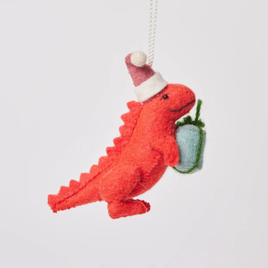 T - Rex Dinoclaus Felt Ornament 4" - bubblegum market