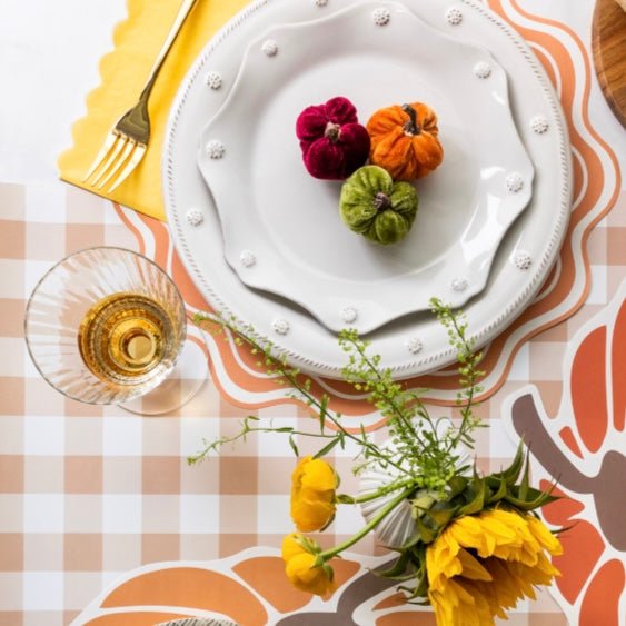 Tan Gingham Paper Table Runner - bubblegum market