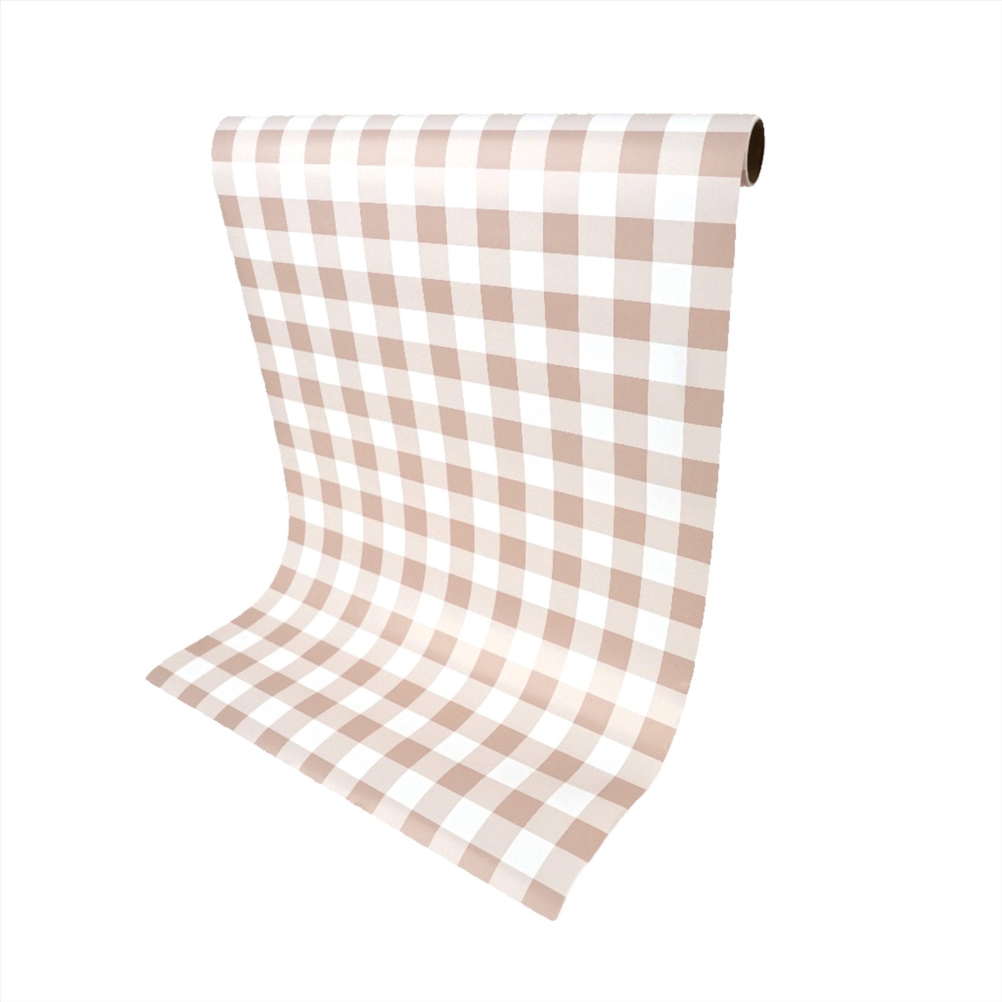 Tan Gingham Paper Table Runner - bubblegum market