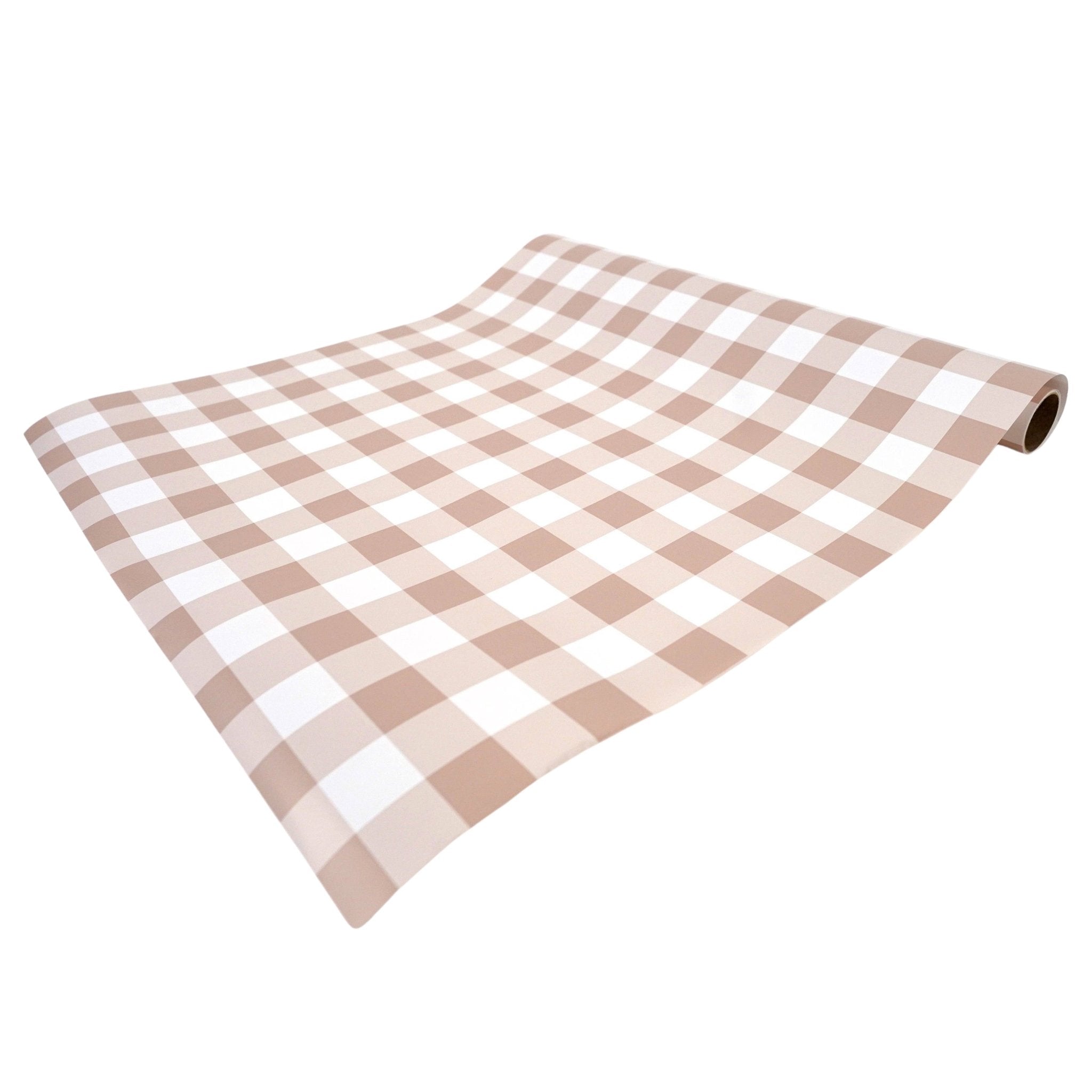 Tan Gingham Paper Table Runner - bubblegum market