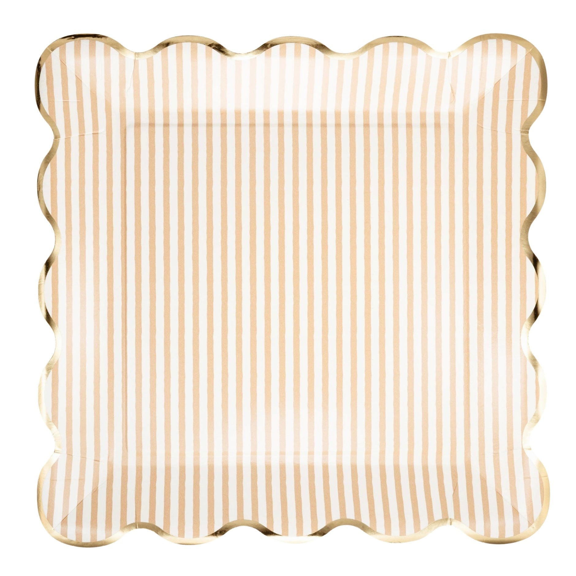 Tan Striped Paper Plates 10" - bubblegum market