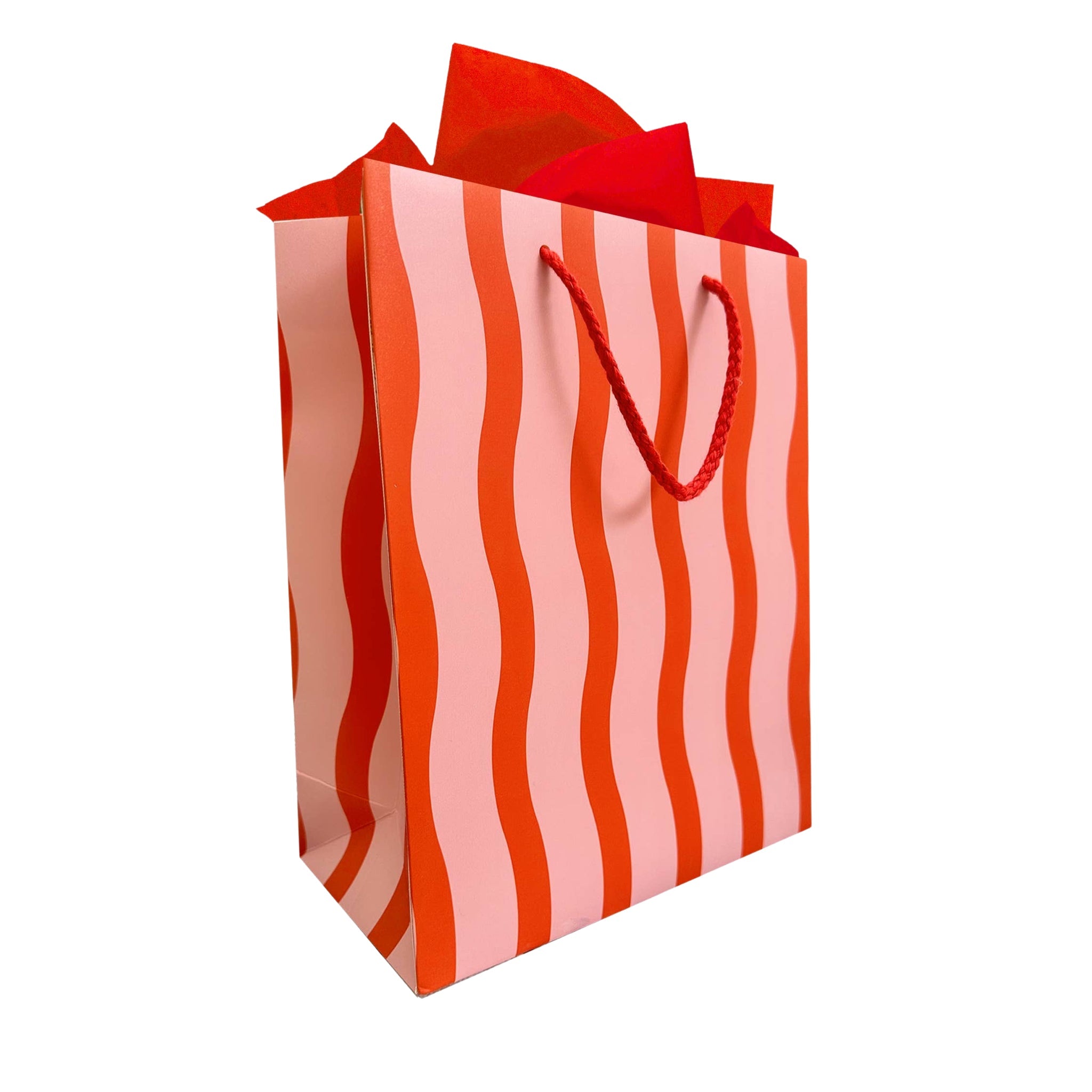 Tangy Red Fussy Stripe Medium Gift Bag - bubblegum market