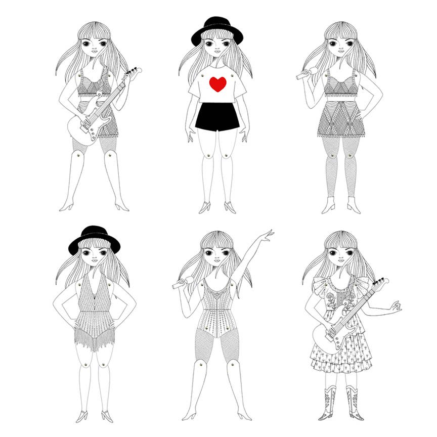 TAYLOR SWIFT Paper Doll Coloring Kit - bubblegum market