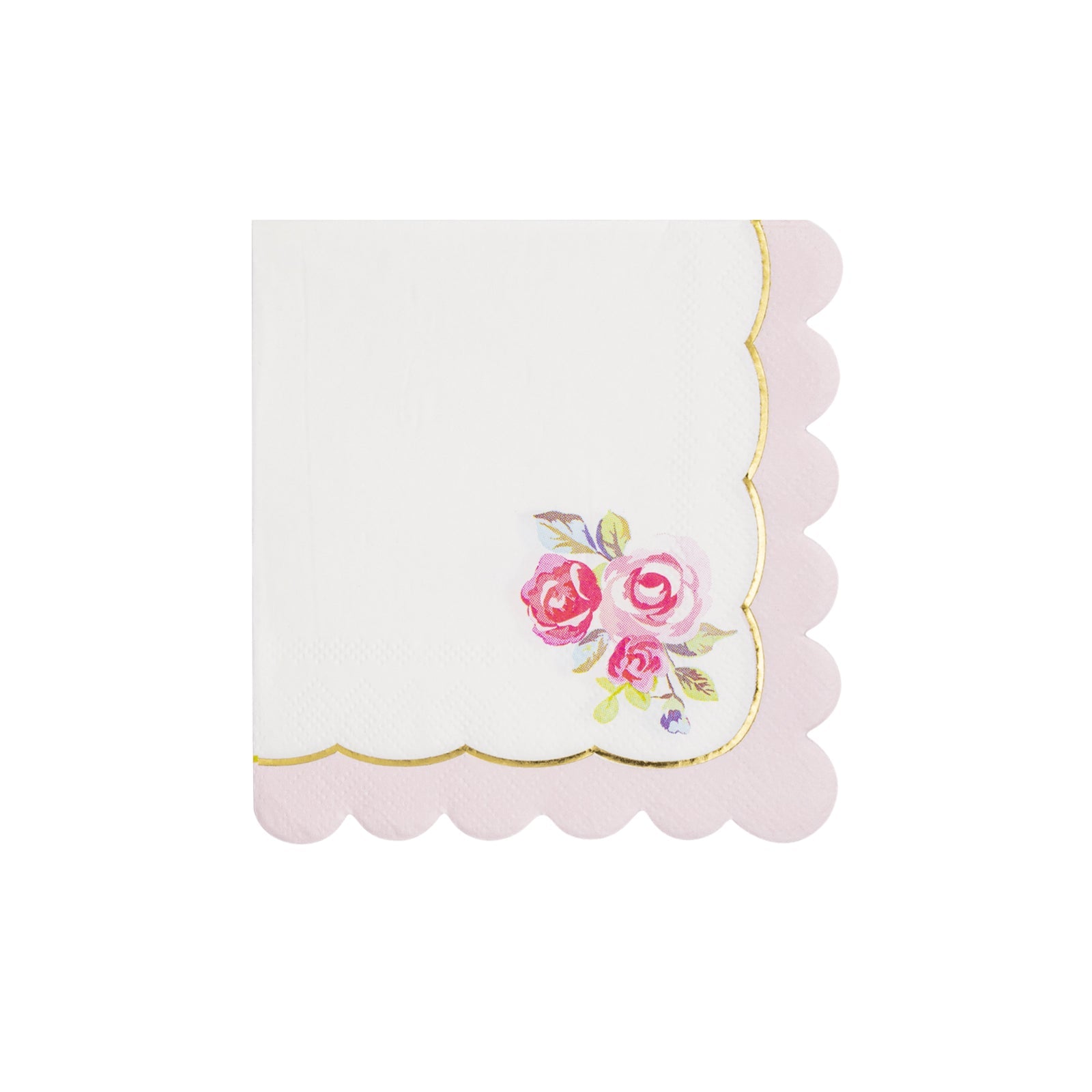 Tea Party Rose Corner Paper Cocktail Napkins - bubblegum market