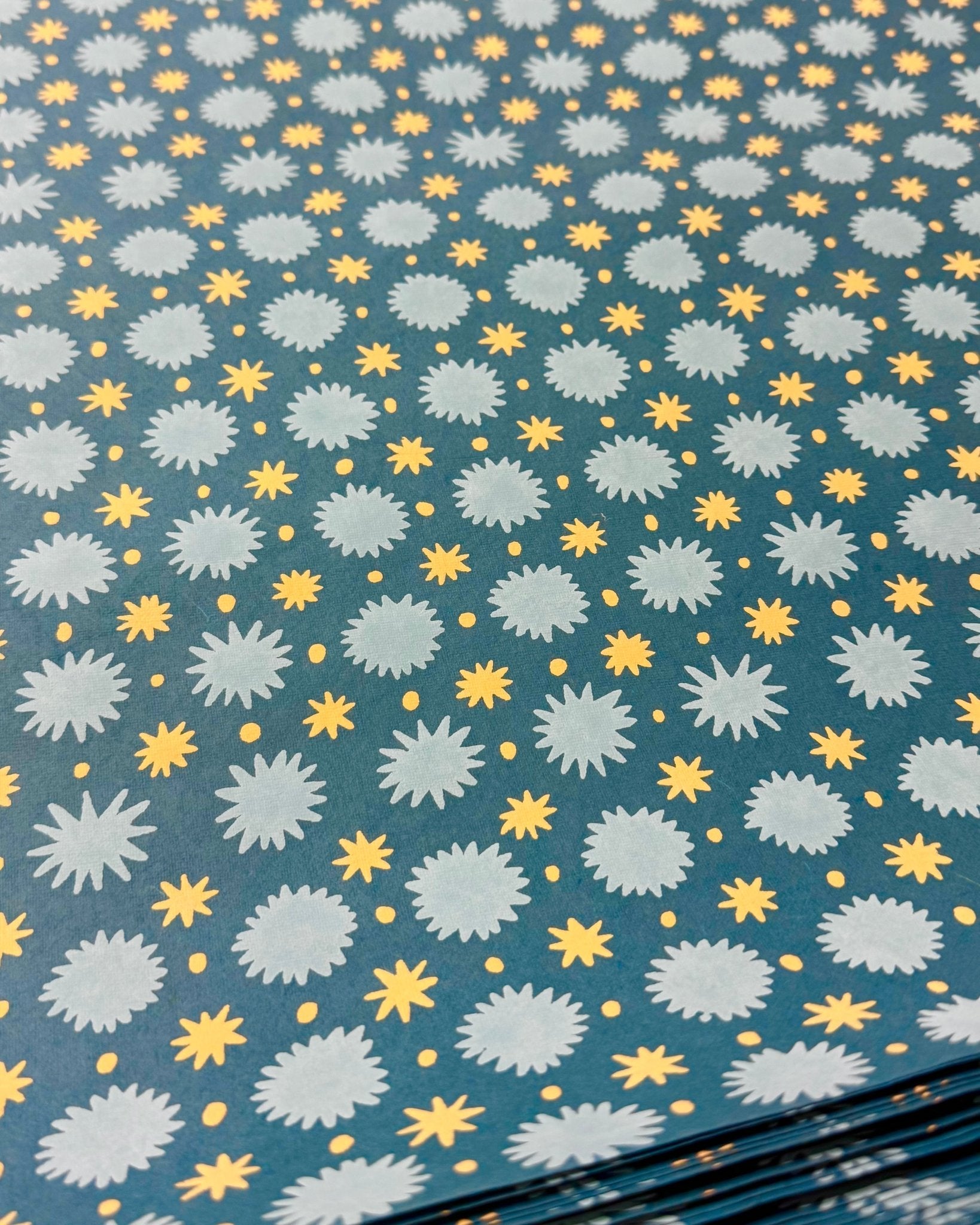 TEAL STARS Wrapping Paper Sheet - bubblegum market