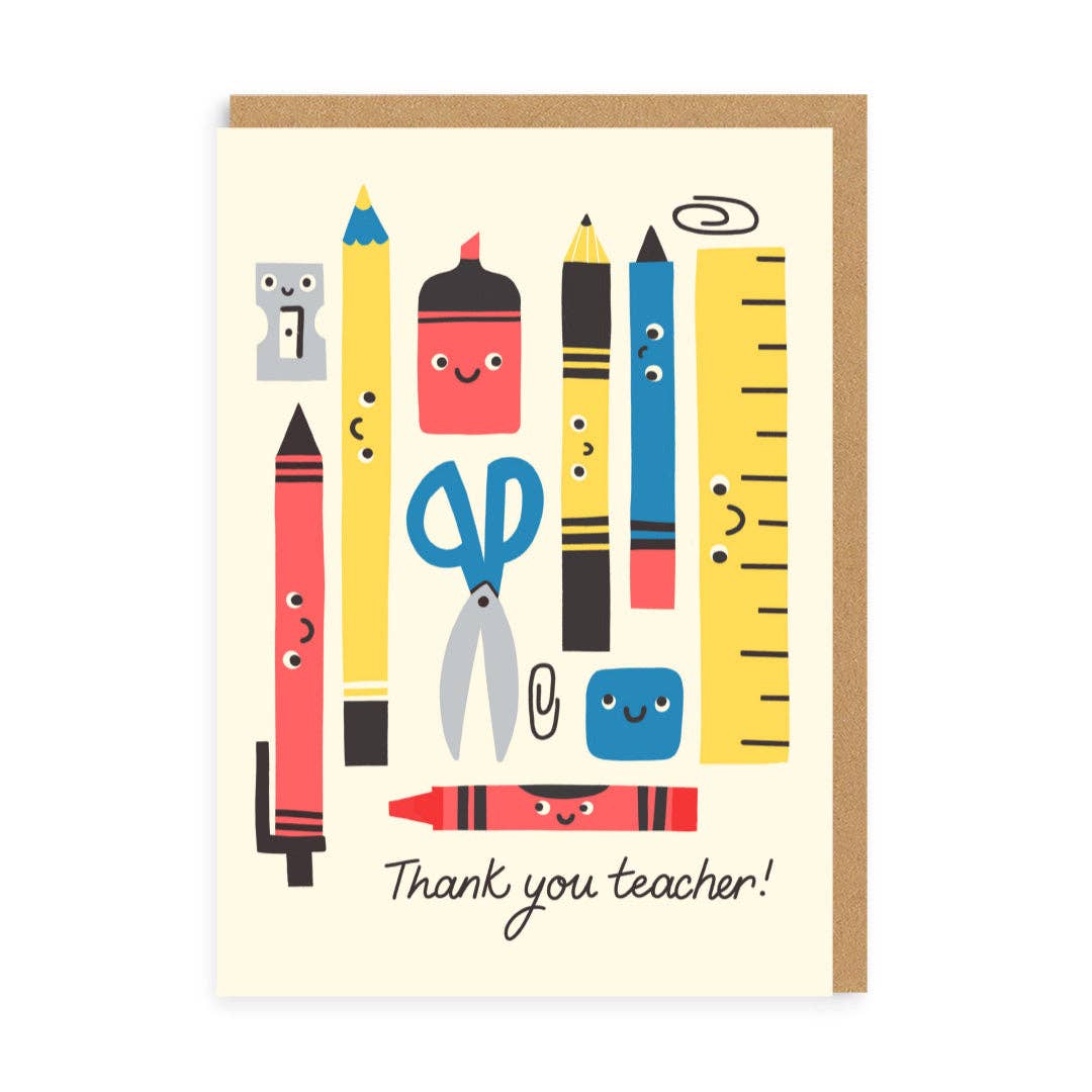 Thank You Teacher Stationery Greeting Card - bubblegum market
