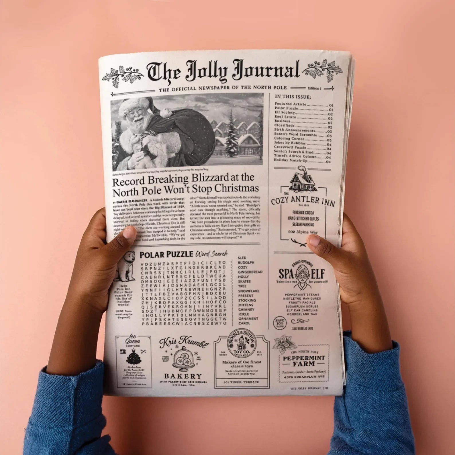 The Jolly Journal Newspaper Gift Wrap + Activity Sheets - bubblegum market